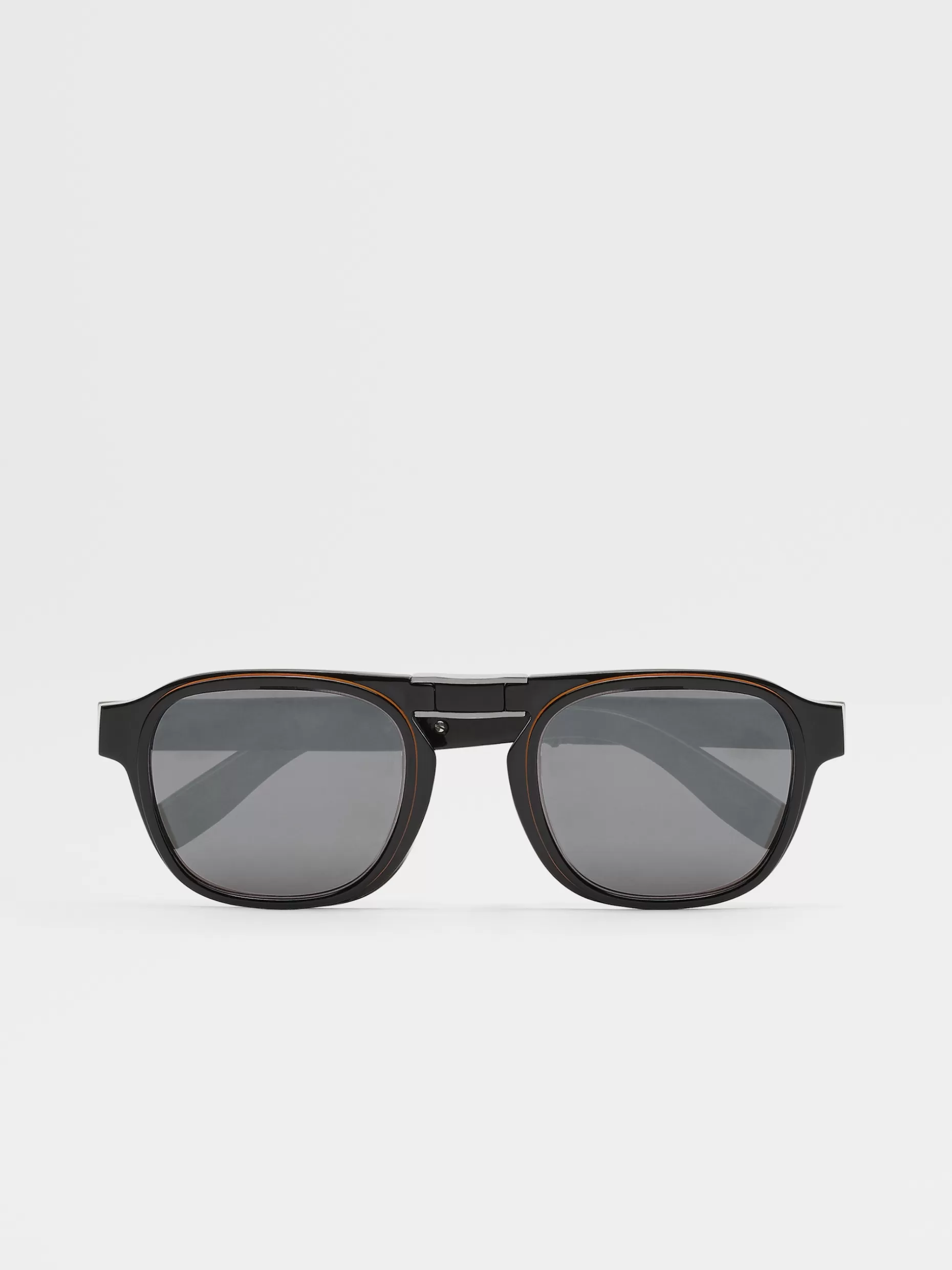 Men ZEGNA Black And Vicuna Luce Foldable Sunglasses