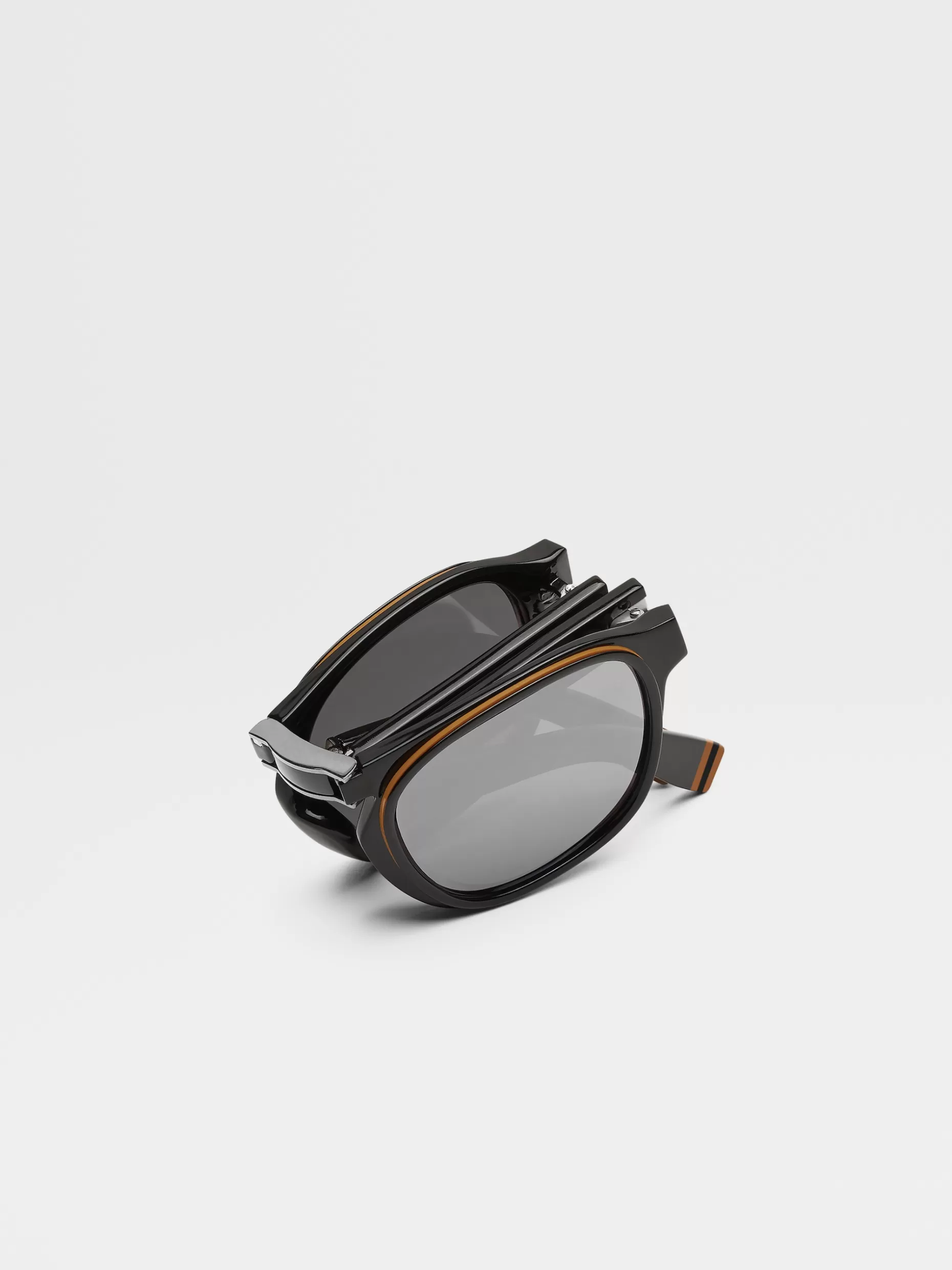 Men ZEGNA Black And Vicuna Luce Foldable Sunglasses