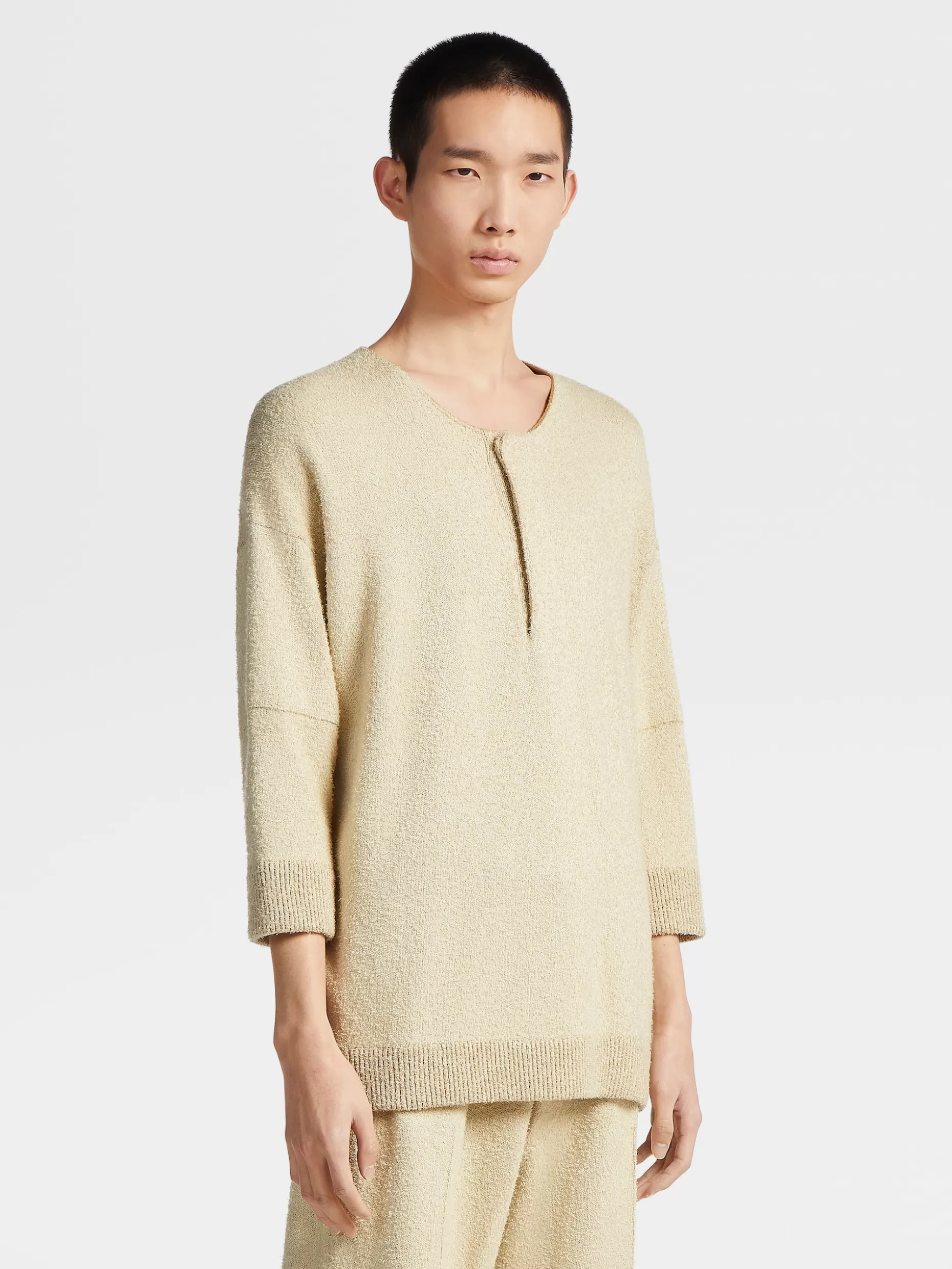 Men ZEGNA Cashmere And Silk Knit Henley Shirt