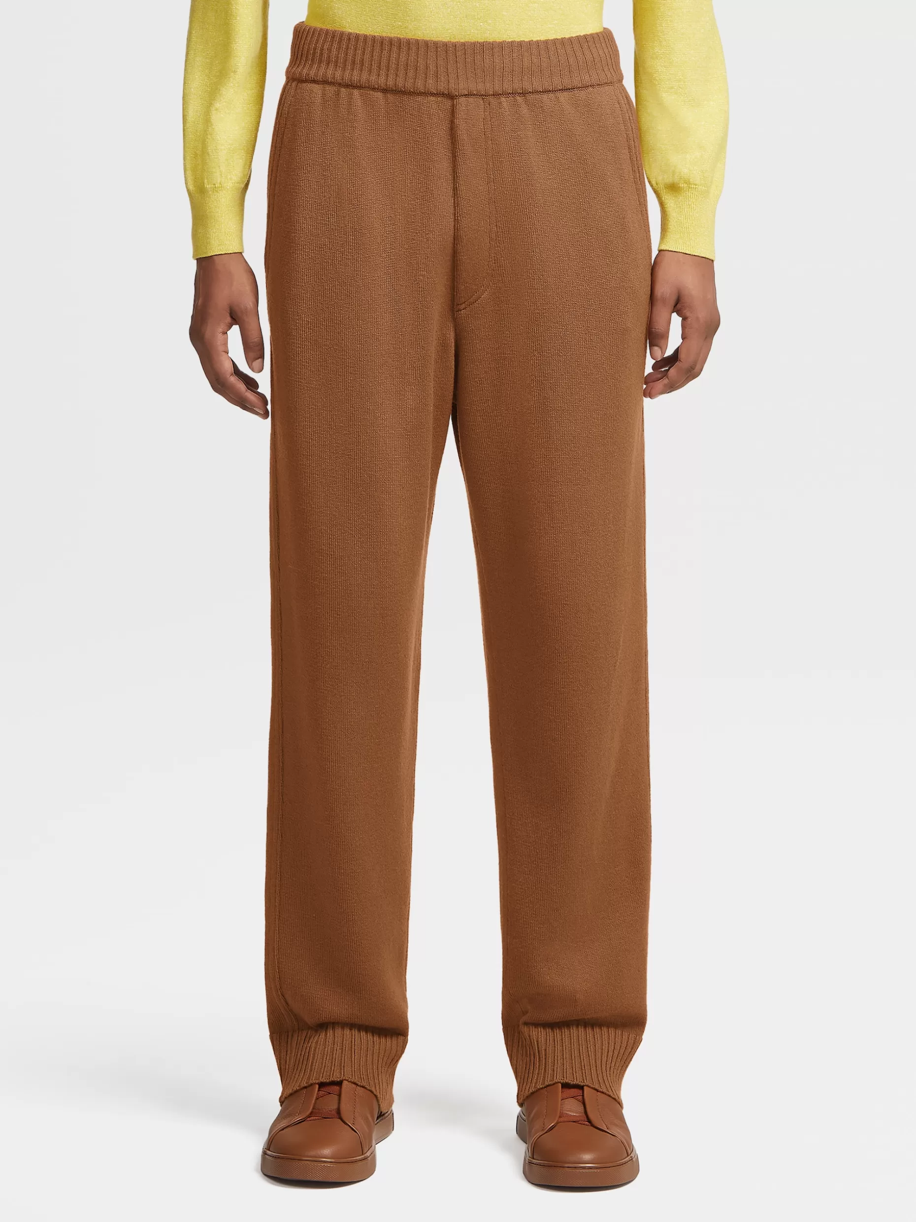 Men ZEGNA Color Cashmere And Cotton Knit Joggers