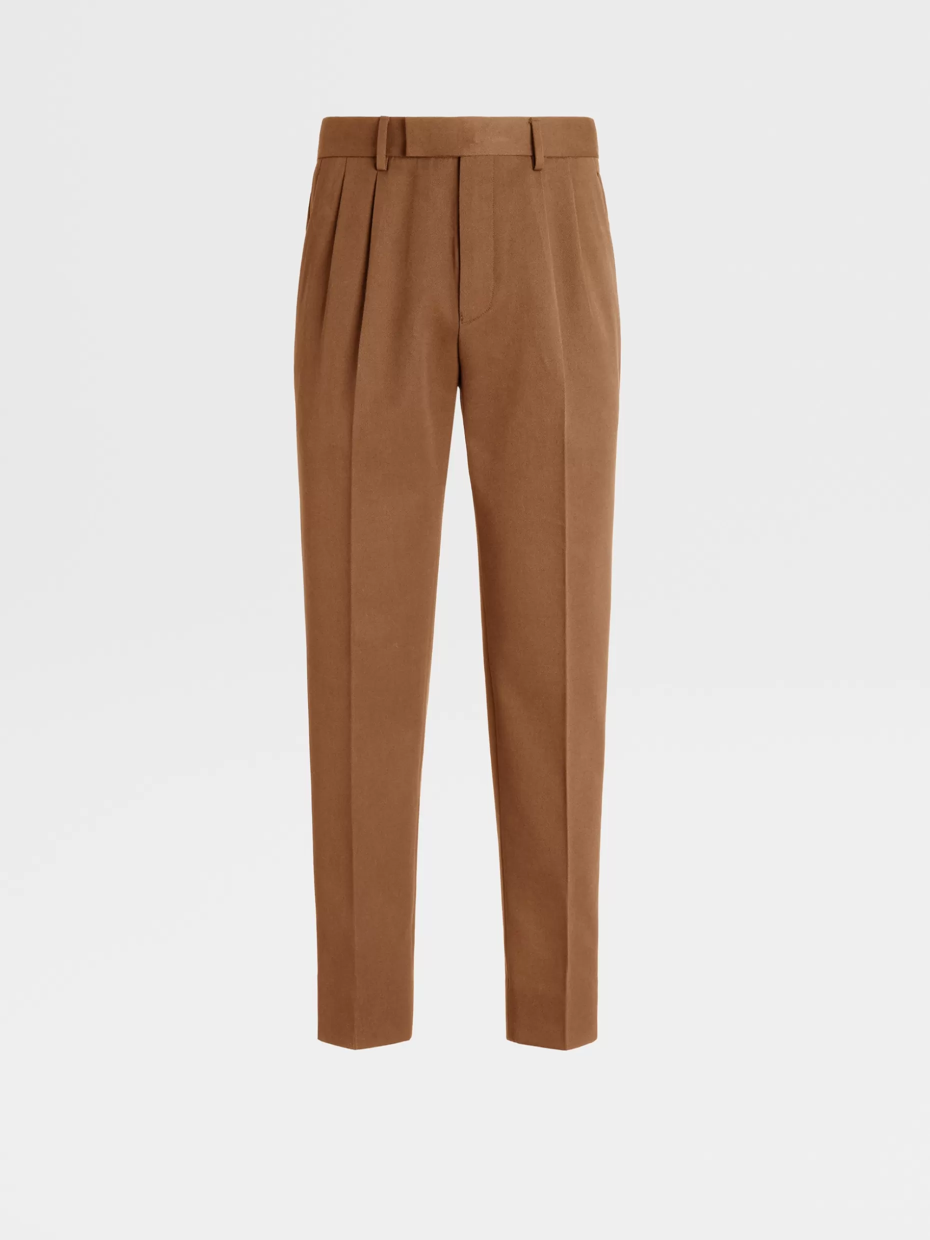 Men ZEGNA Color Cotton And Wool Double Pleat Pants