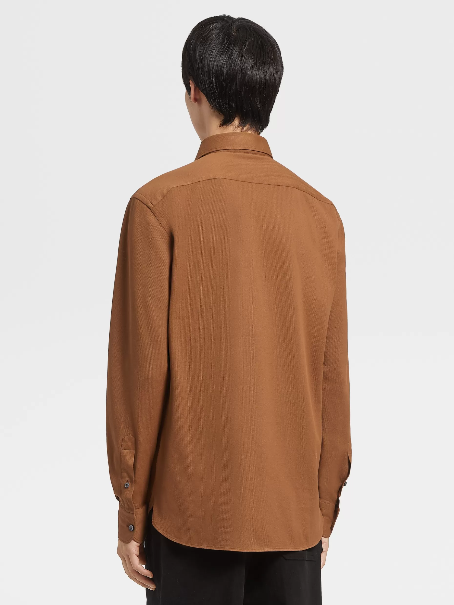 Men ZEGNA Color Cotton Jersey Long-Sleeve Shirt