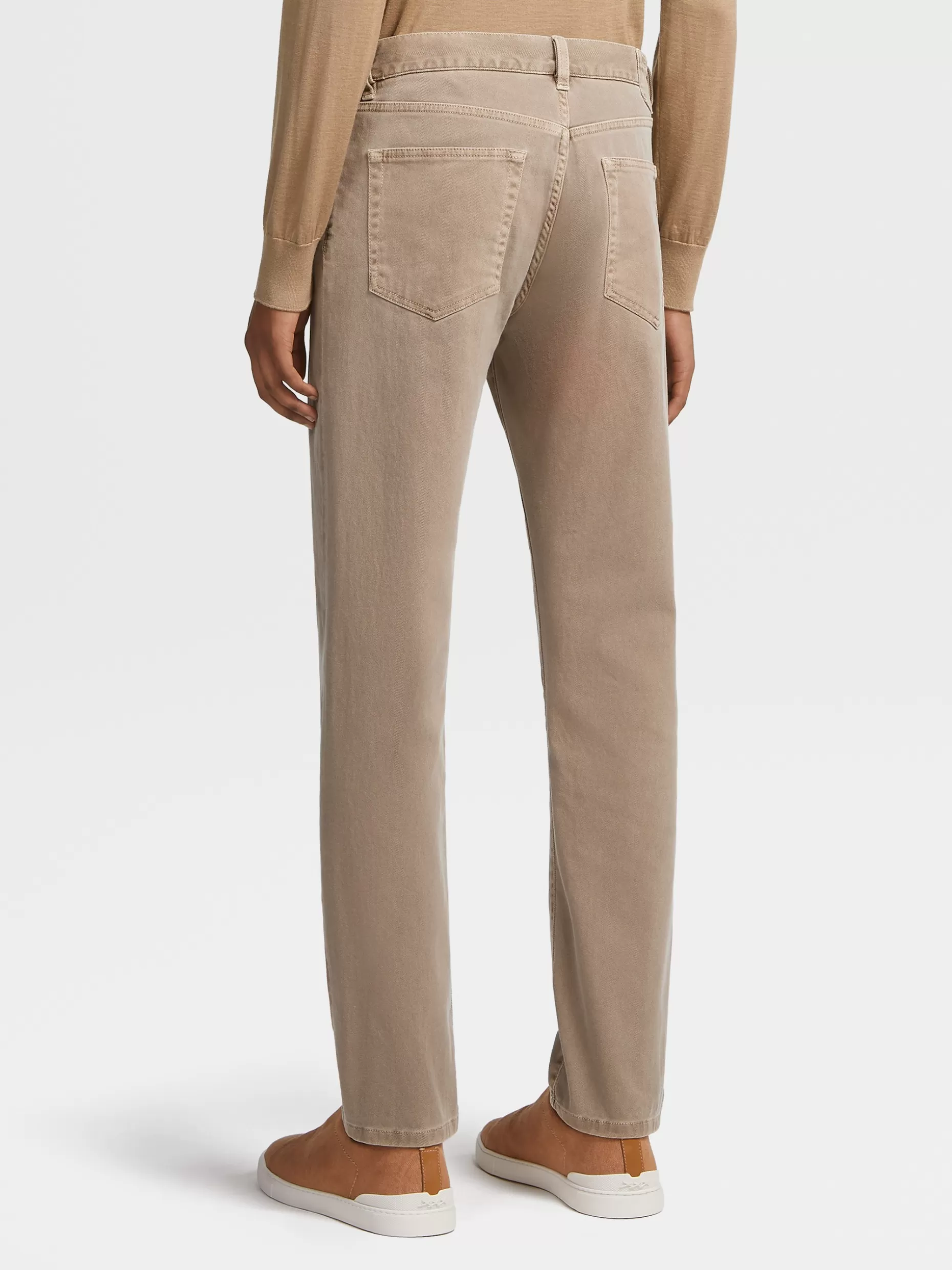 Men ZEGNA Color Delave Garment Dyed Stretch Cotton 5-Pocket Jeans