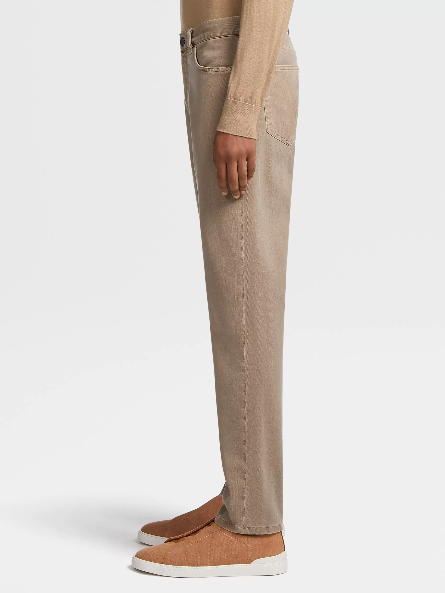 Men ZEGNA Color Delave Garment Dyed Stretch Cotton 5-Pocket Jeans