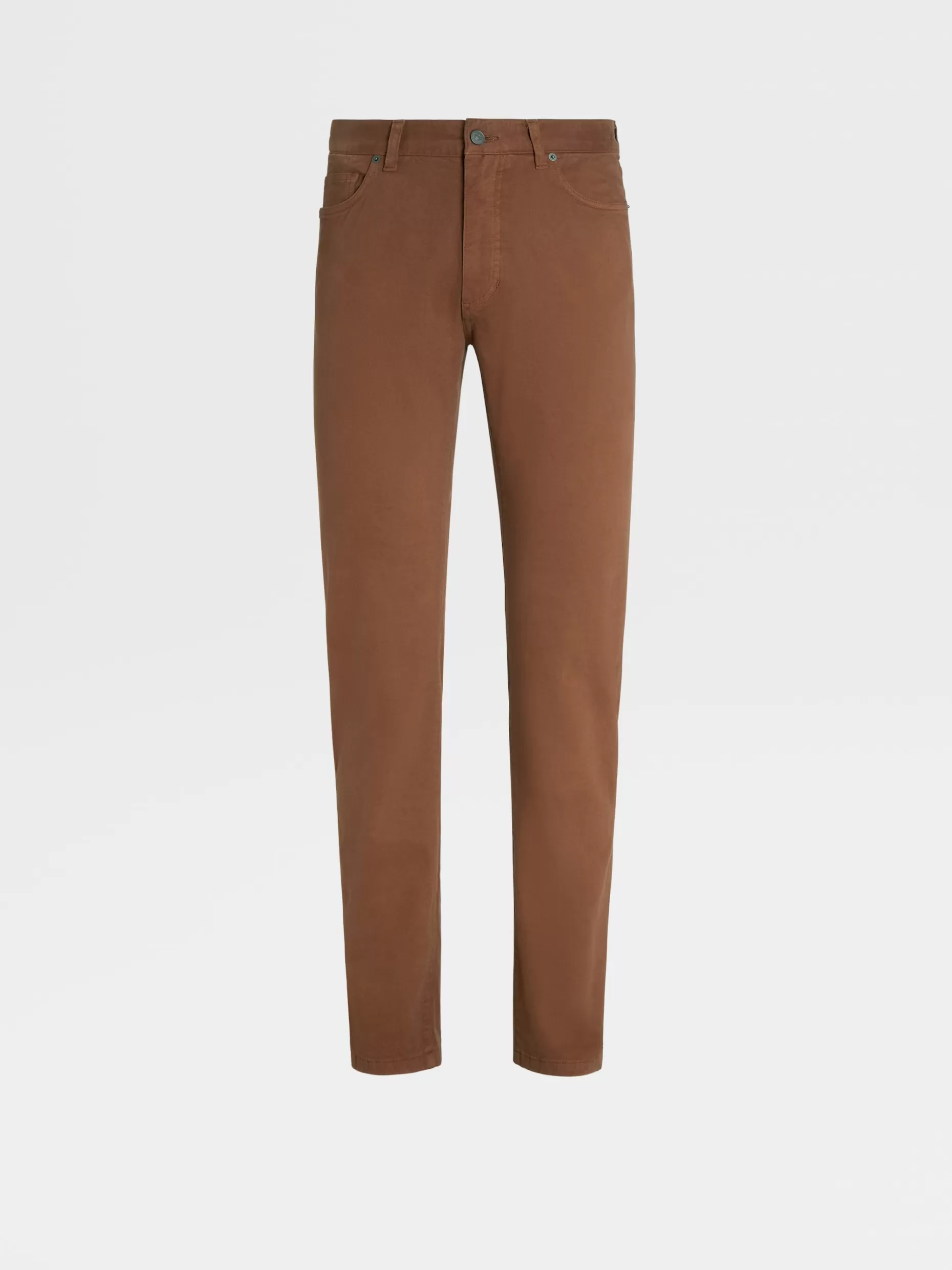 Men ZEGNA Color Garment Dyed Stretch Cotton Gabardine 5-Pocket Jeans