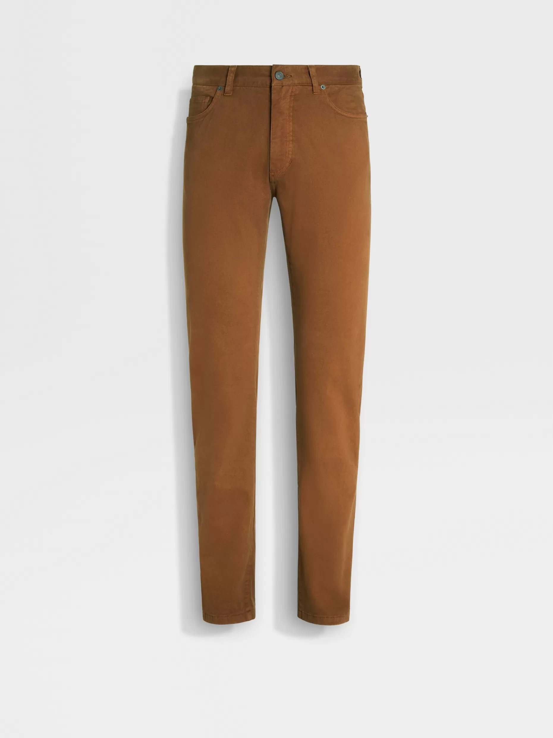 Men ZEGNA Color Garment Dyed Stretch Cotton Gabardine City 5-Pocket Jeans