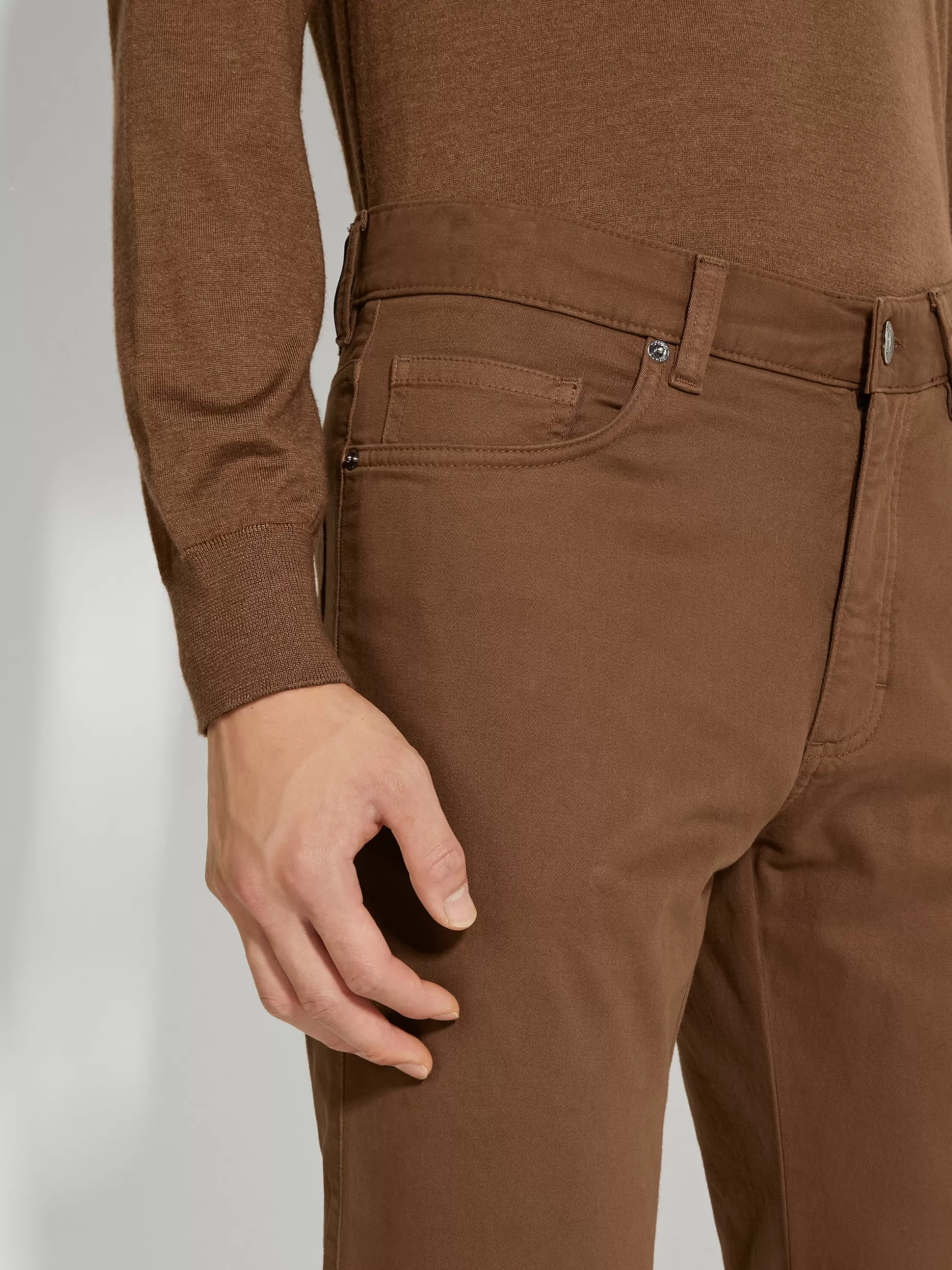 Men ZEGNA Color Garment Dyed Stretch Cotton Gabardine City 5-Pocket Jeans