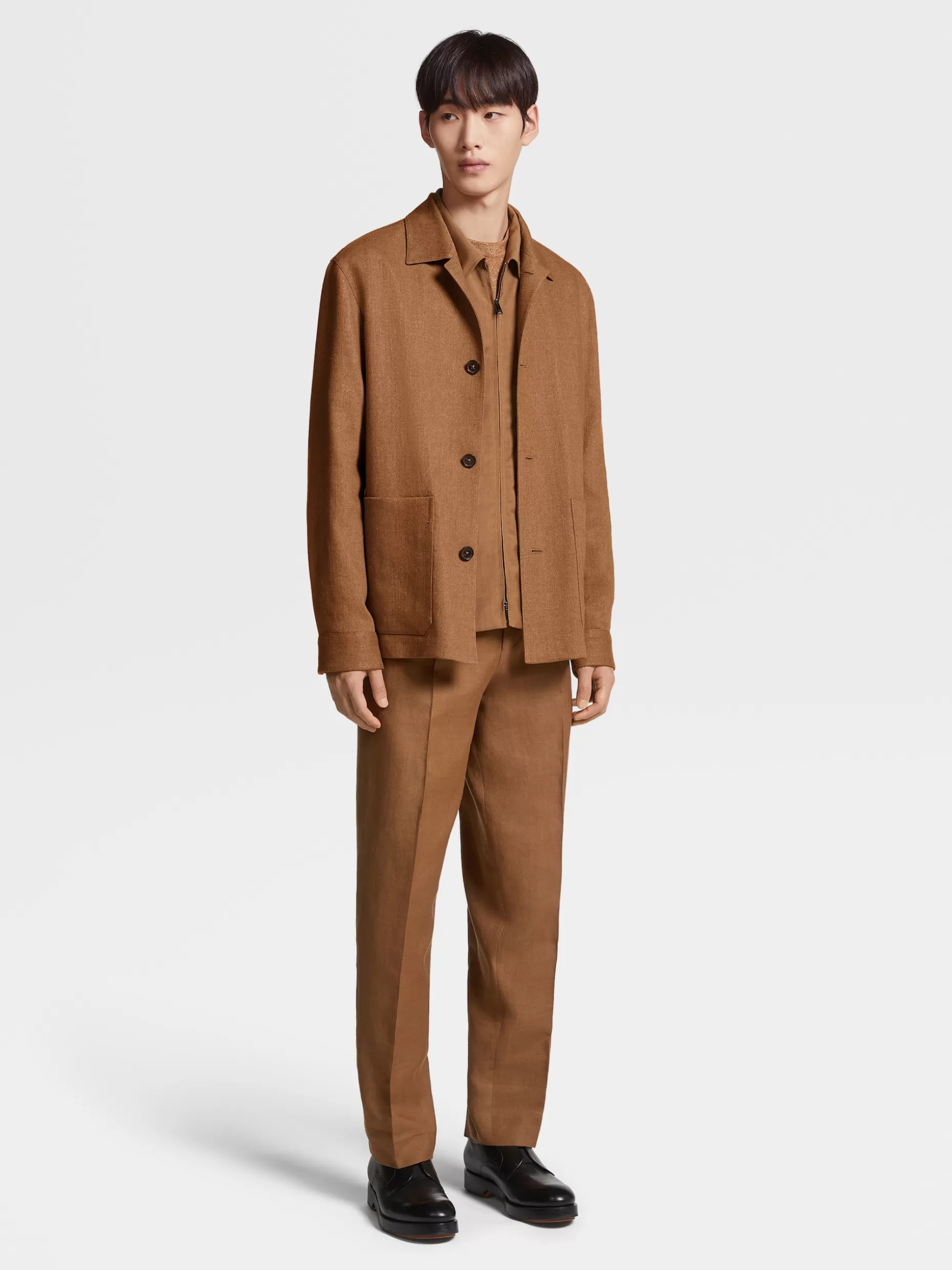 Men ZEGNA Color Linen And Silk Blend Chore Jacket