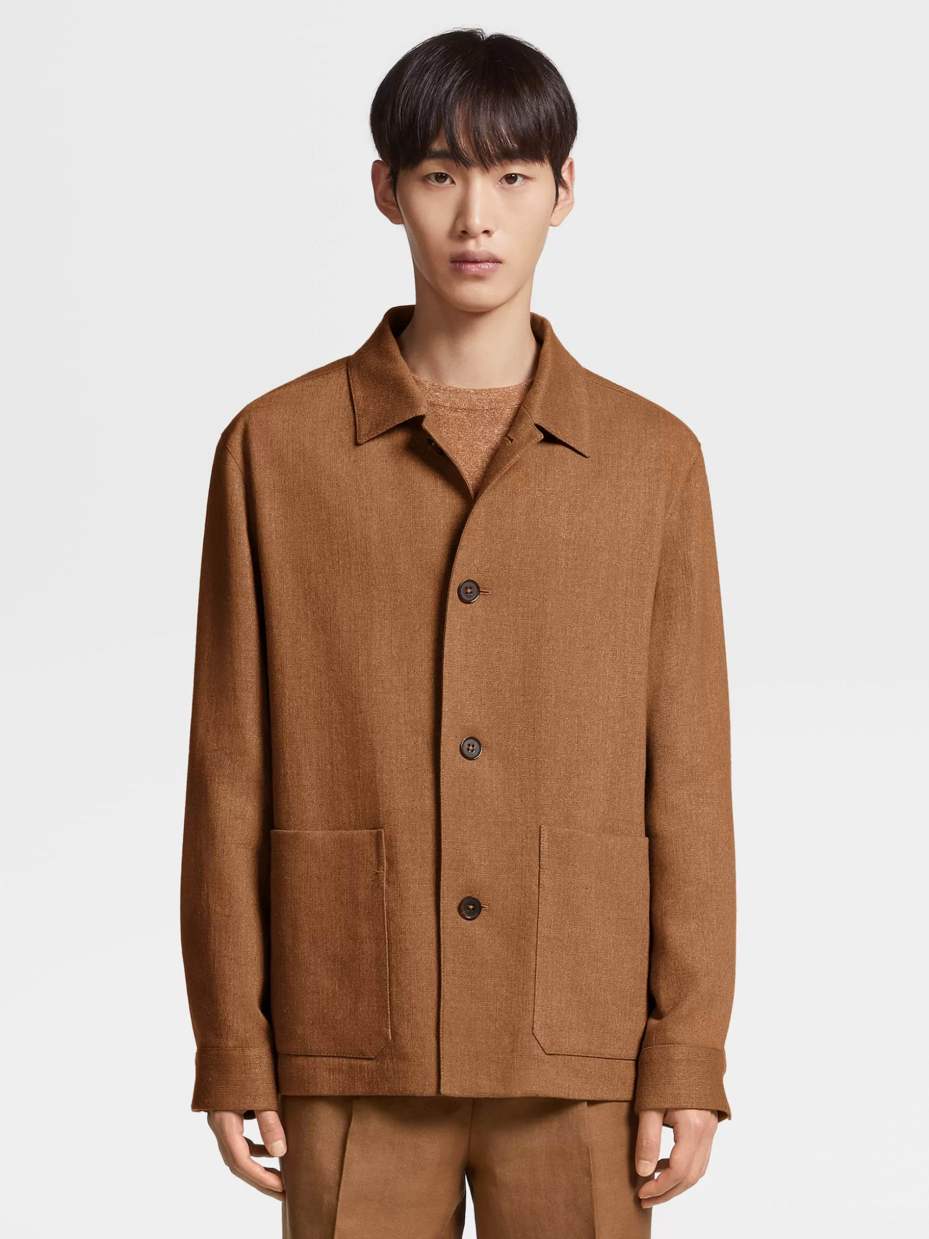 Men ZEGNA Color Linen And Silk Blend Chore Jacket