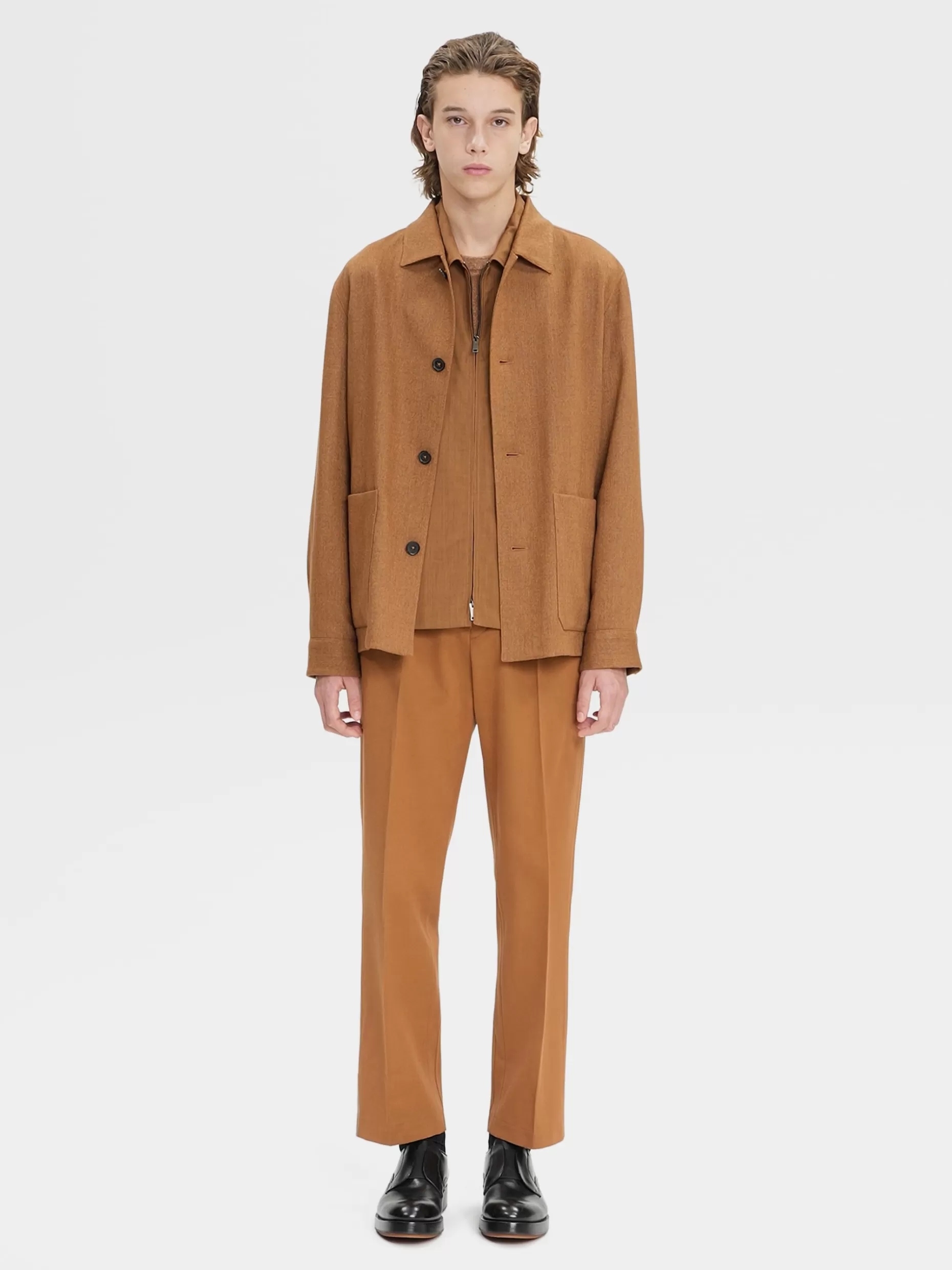 Men ZEGNA Color Linen And Silk Blend Chore Jacket