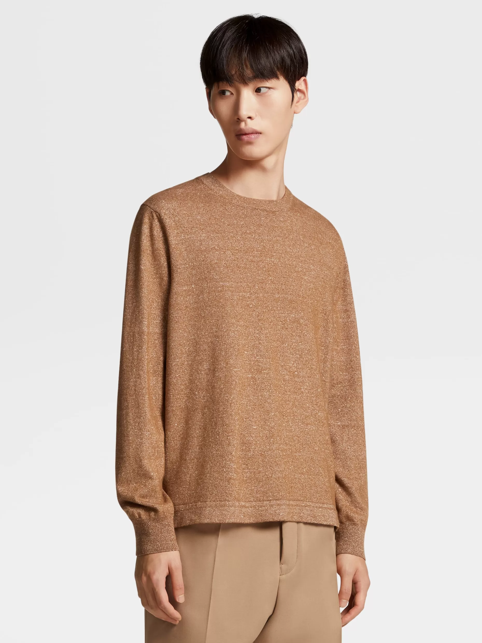 Men ZEGNA Color Melange Oasi Cashmere Knit Crewneck