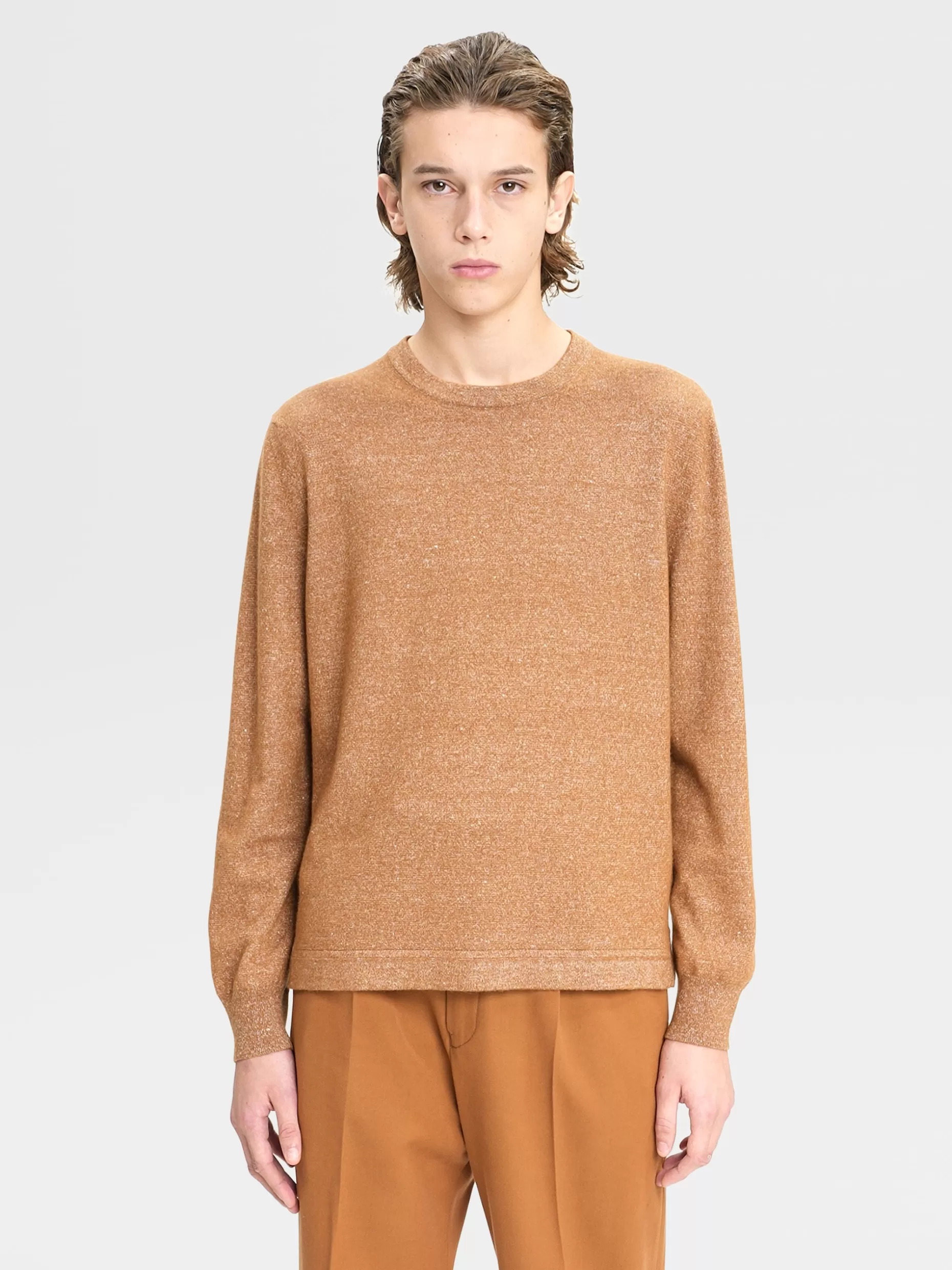 Men ZEGNA Color Melange Oasi Cashmere Knit Crewneck