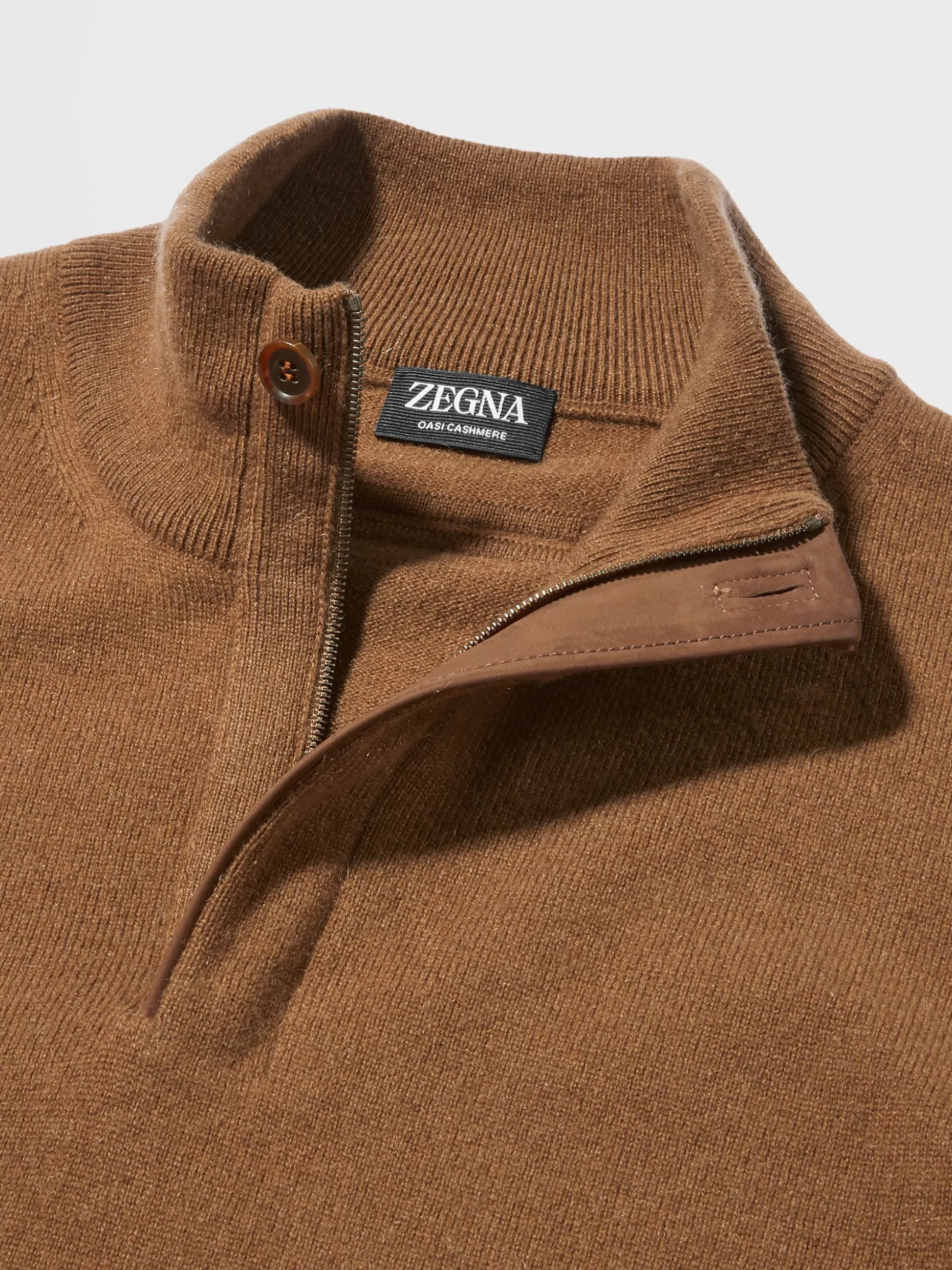 Men ZEGNA Color Oasi Cashmere Zip Mock Neck Sweater