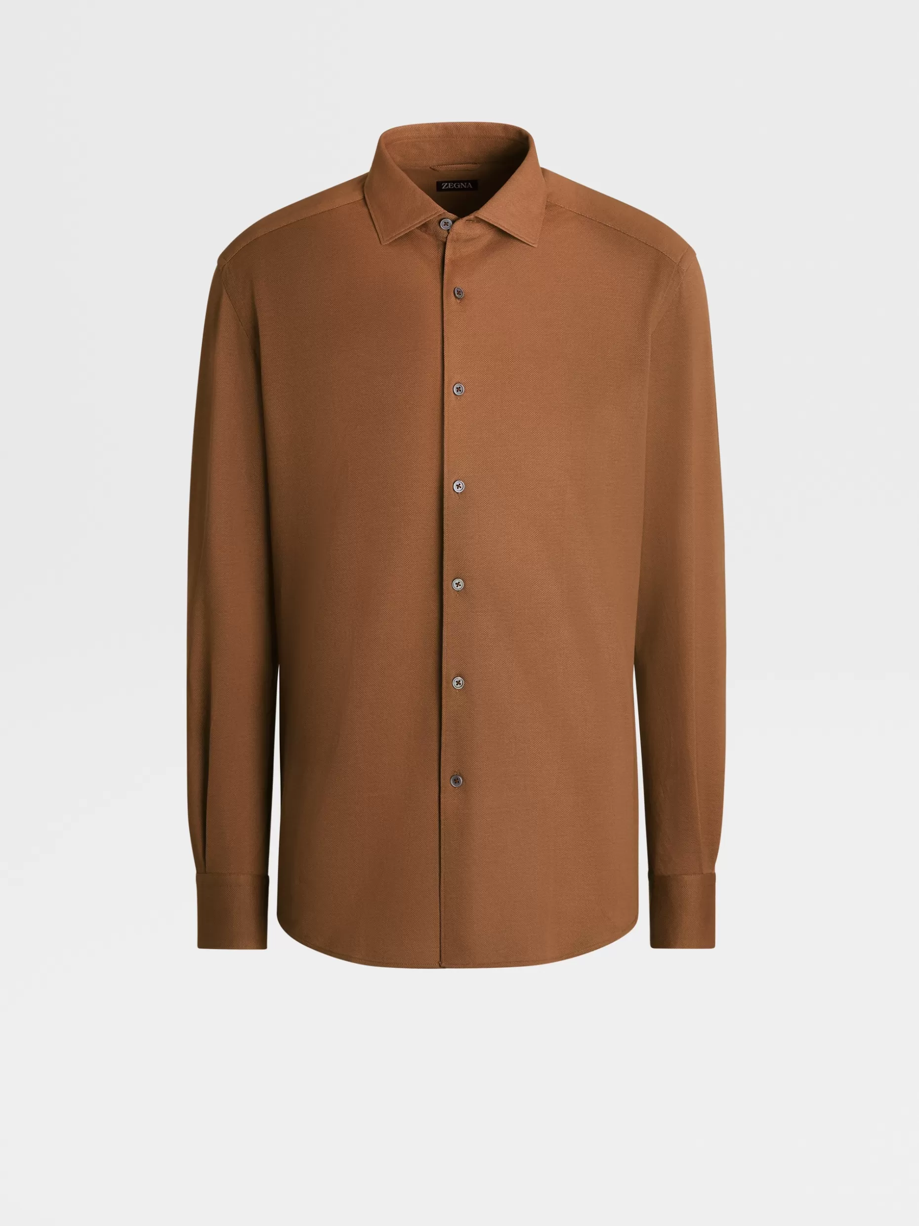 Men ZEGNA Color Pure Cotton Jersey Long-Sleeve Shirt