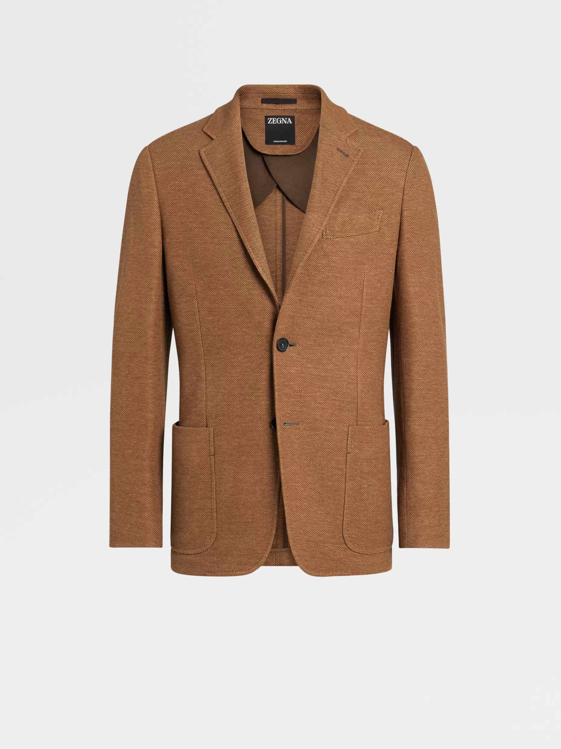 Men ZEGNA Color Silk Linen And Wool Honeycomb Crossover Shirt Jacket
