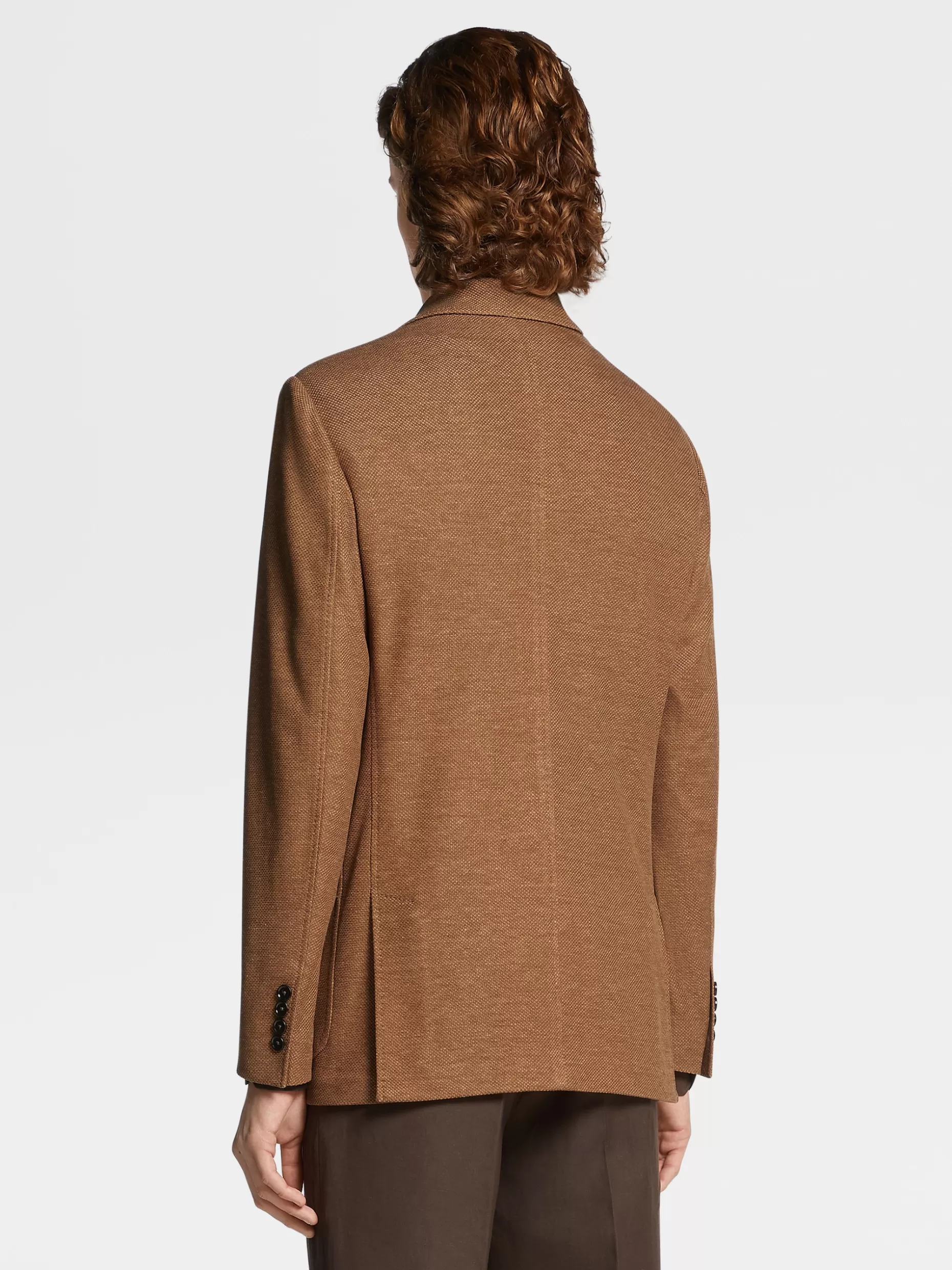 Men ZEGNA Color Silk Linen And Wool Honeycomb Crossover Shirt Jacket