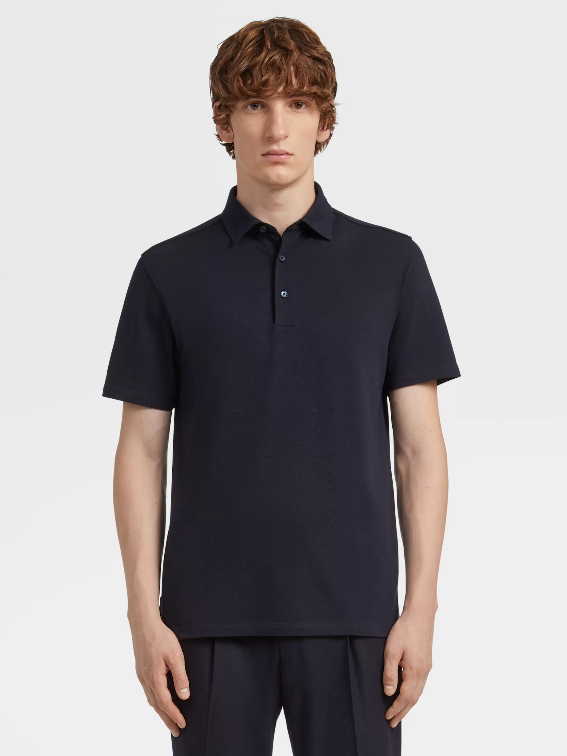 Men ZEGNA Cotton And Silk Short-Sleeve Polo