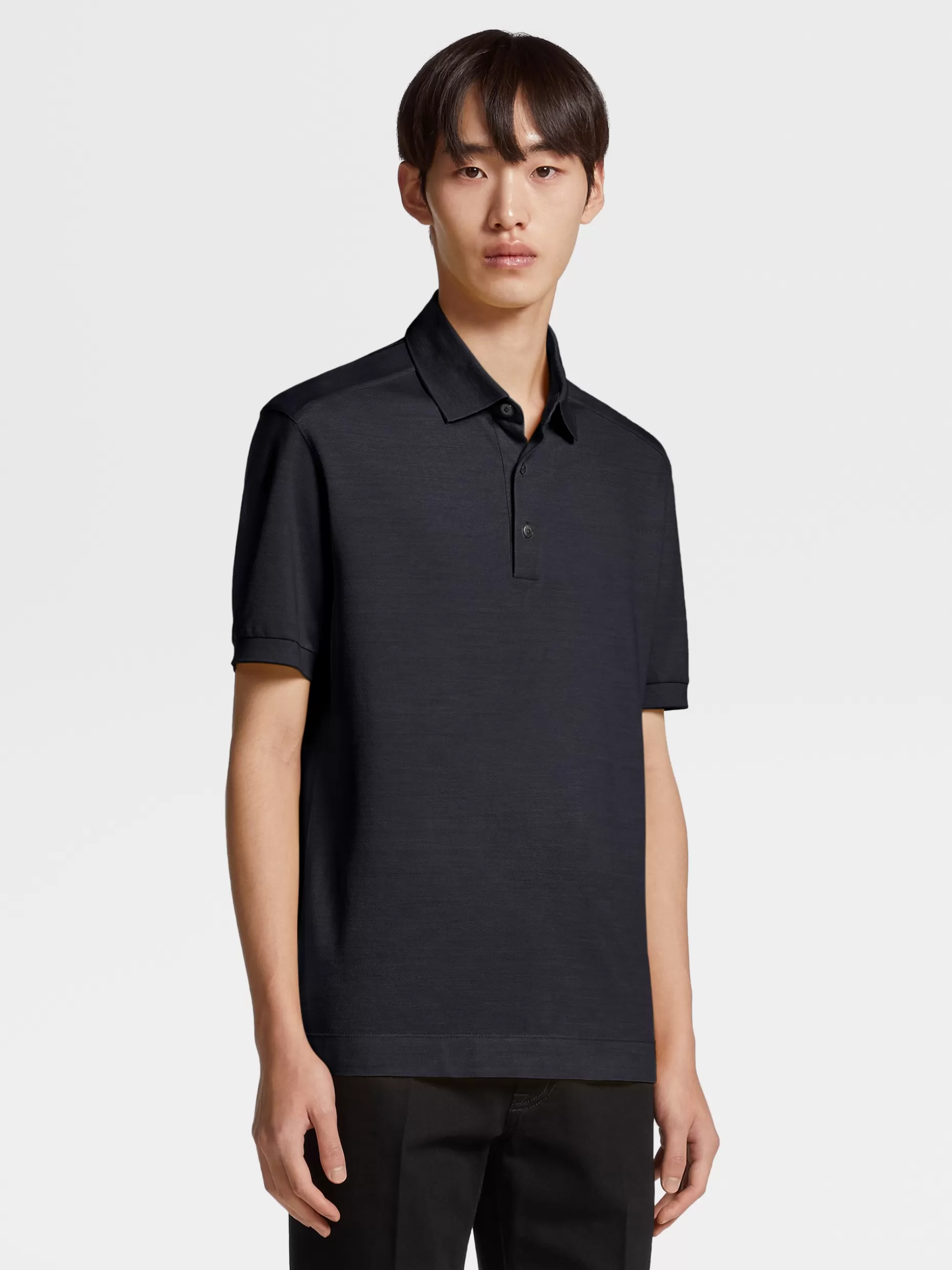 Men ZEGNA Cotton And Silk Short-Sleeve Polo