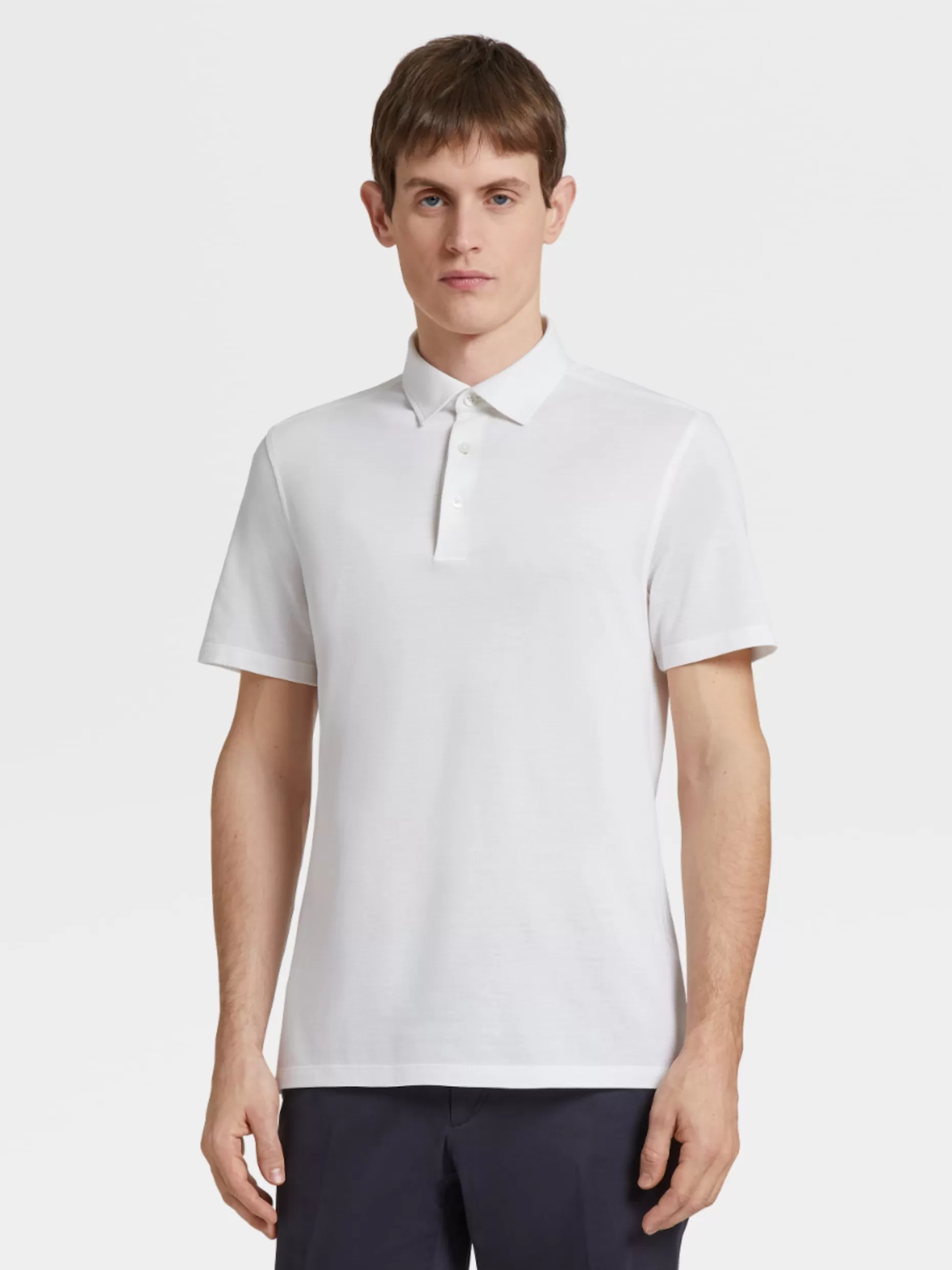 Men ZEGNA Cotton And Silk Short-Sleeve Polo