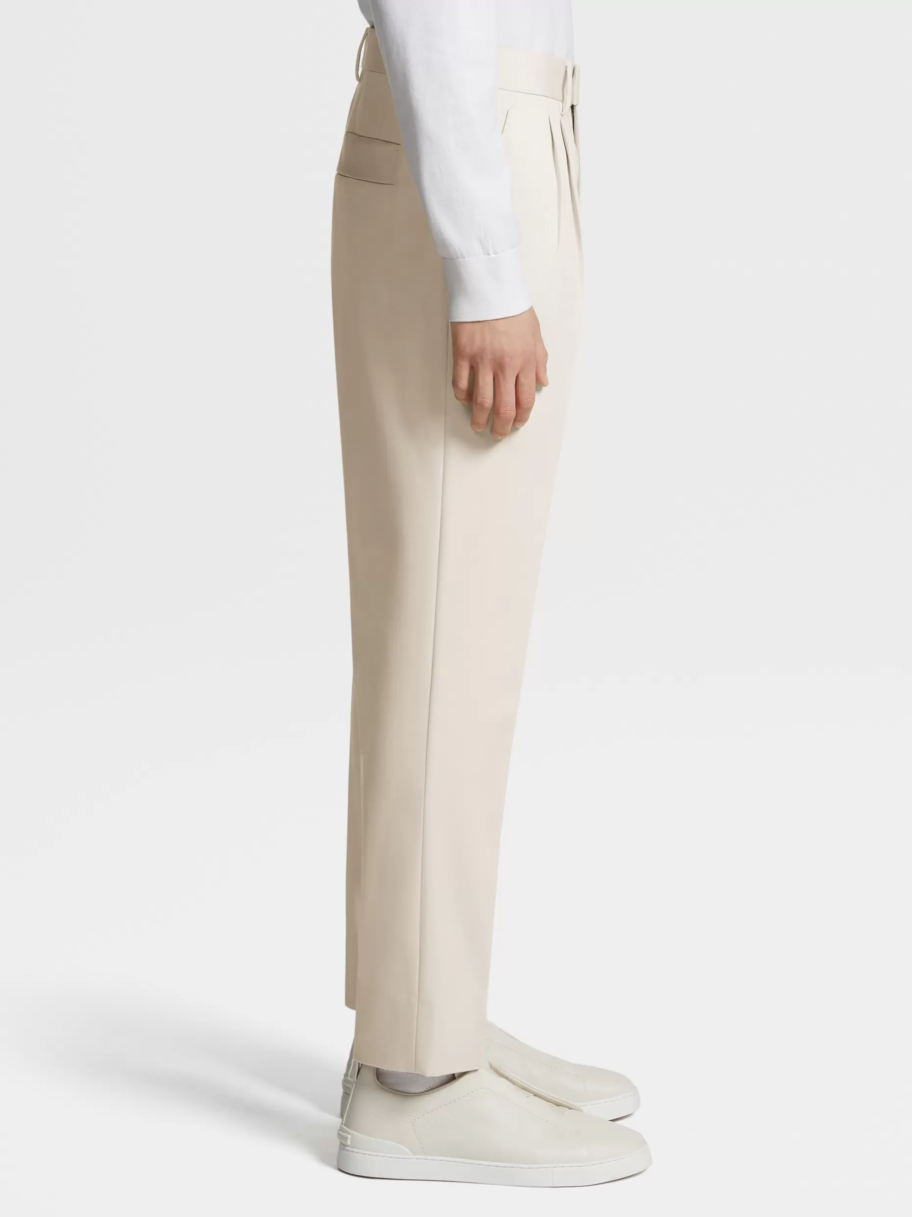 Men ZEGNA Cotton And Wool Double Pleat Pants