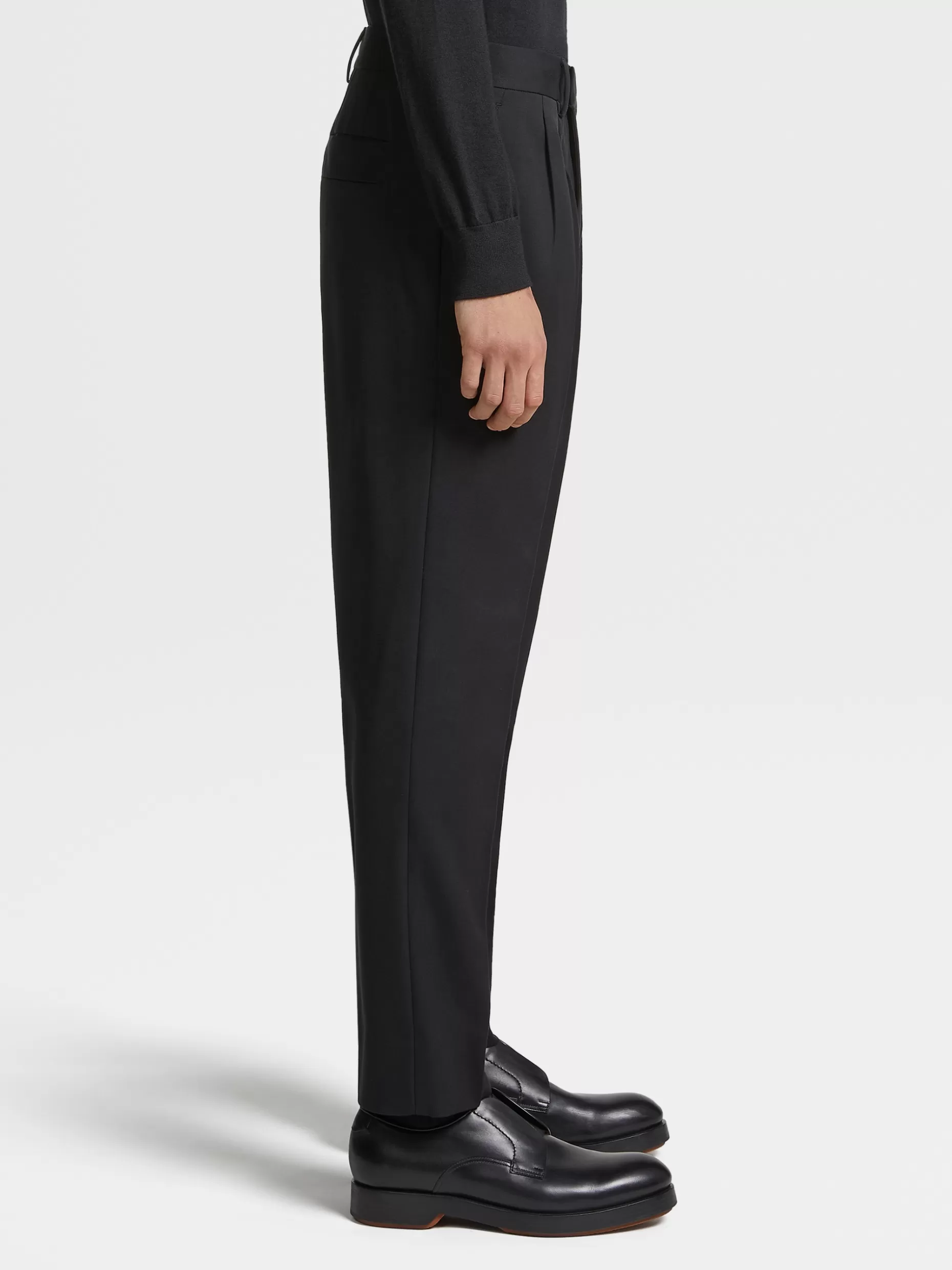 Men ZEGNA Cotton And Wool Double Pleat Pants