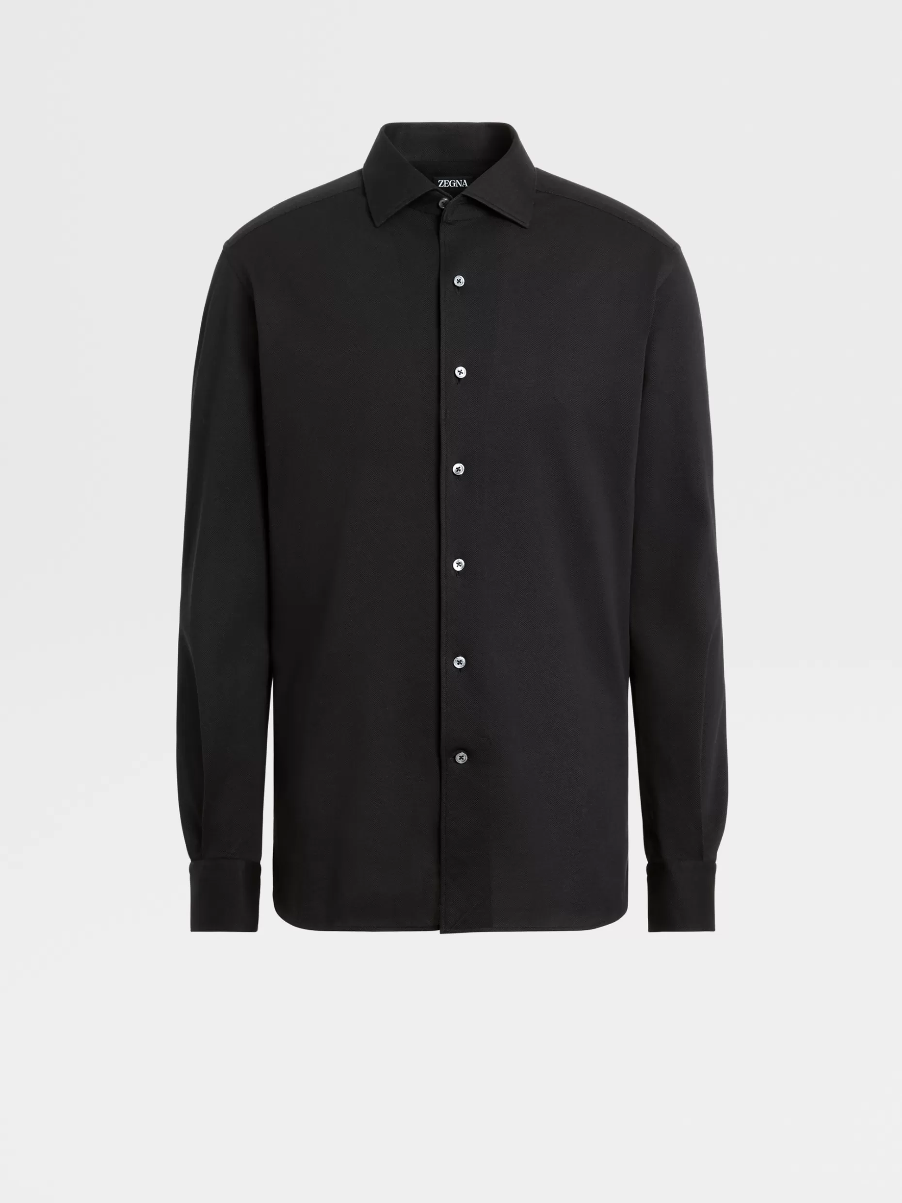 Men ZEGNA Cotton Jersey Long-Sleeve Shirt