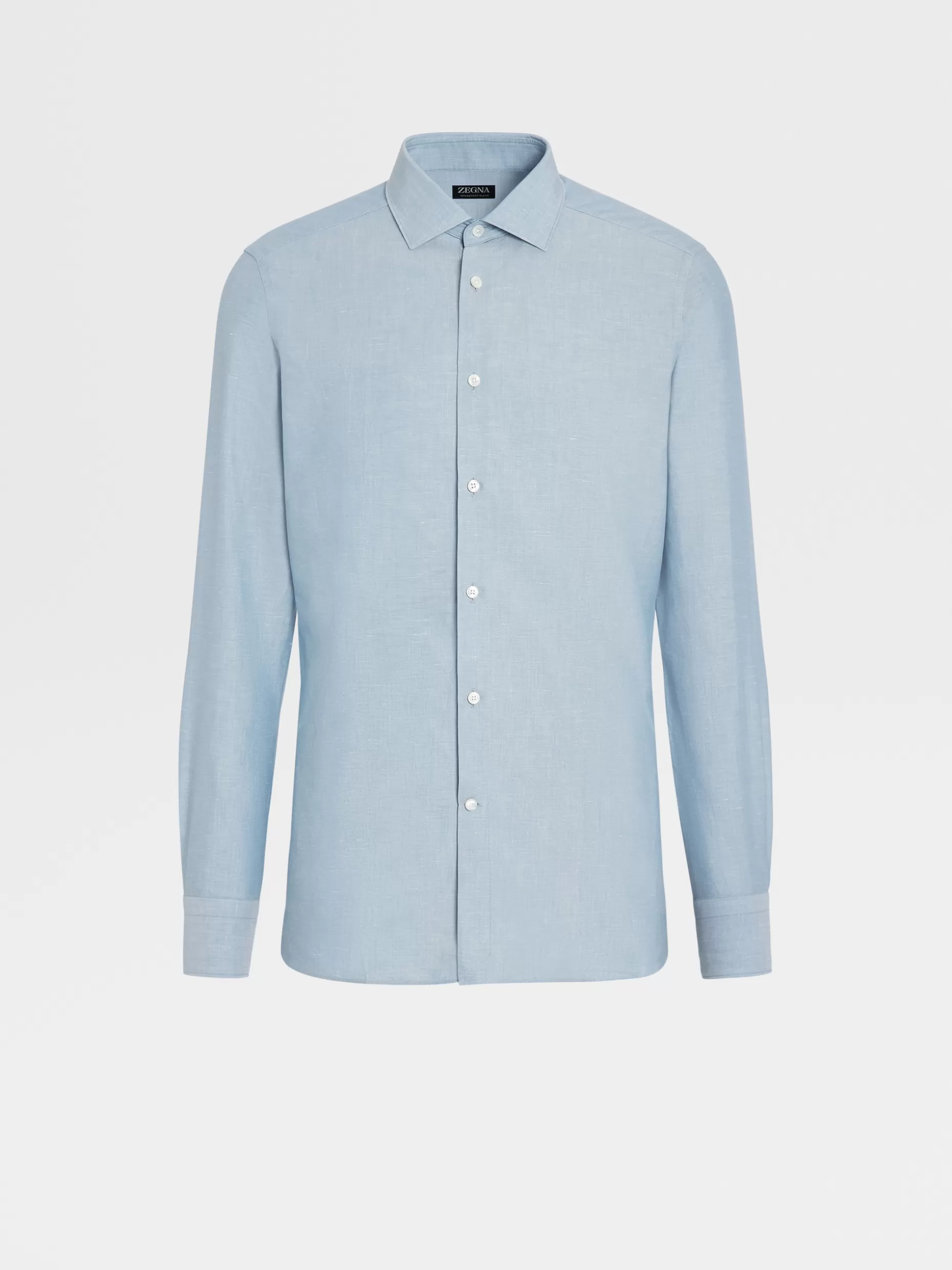 Men ZEGNA Crossover Blend Cotton Linen And Silk Long-Sleeve Tailoring Shirt