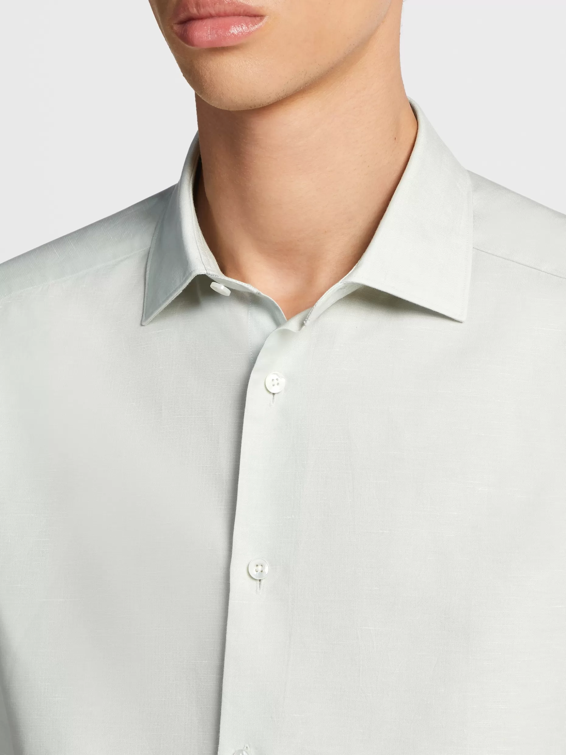 Men ZEGNA Crossover Blend Cotton Linen And Silk Long-Sleeve Tailoring Shirt