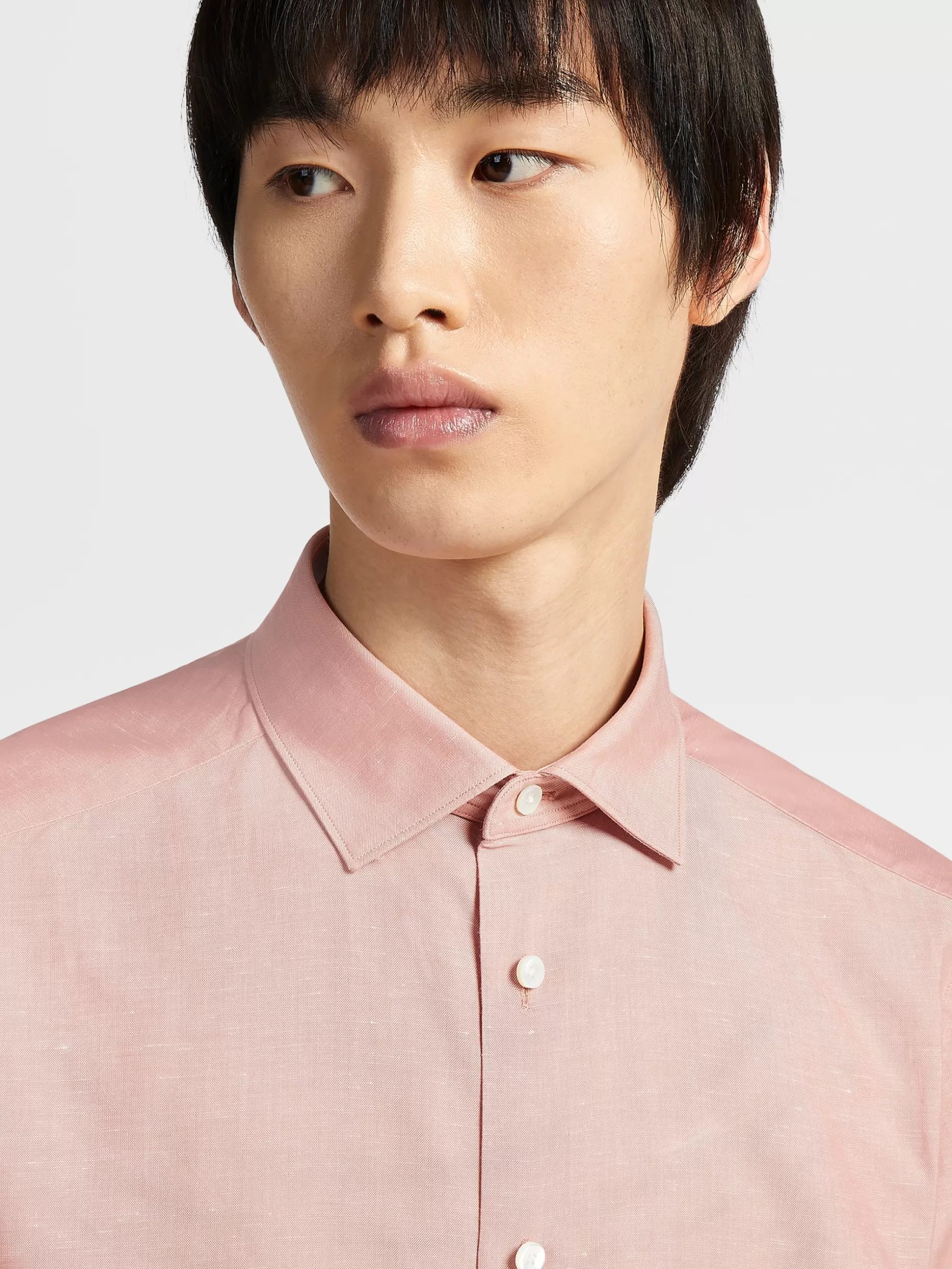 Men ZEGNA Crossover Blend Cotton Linen And Silk Long-Sleeve Tailoring Shirt