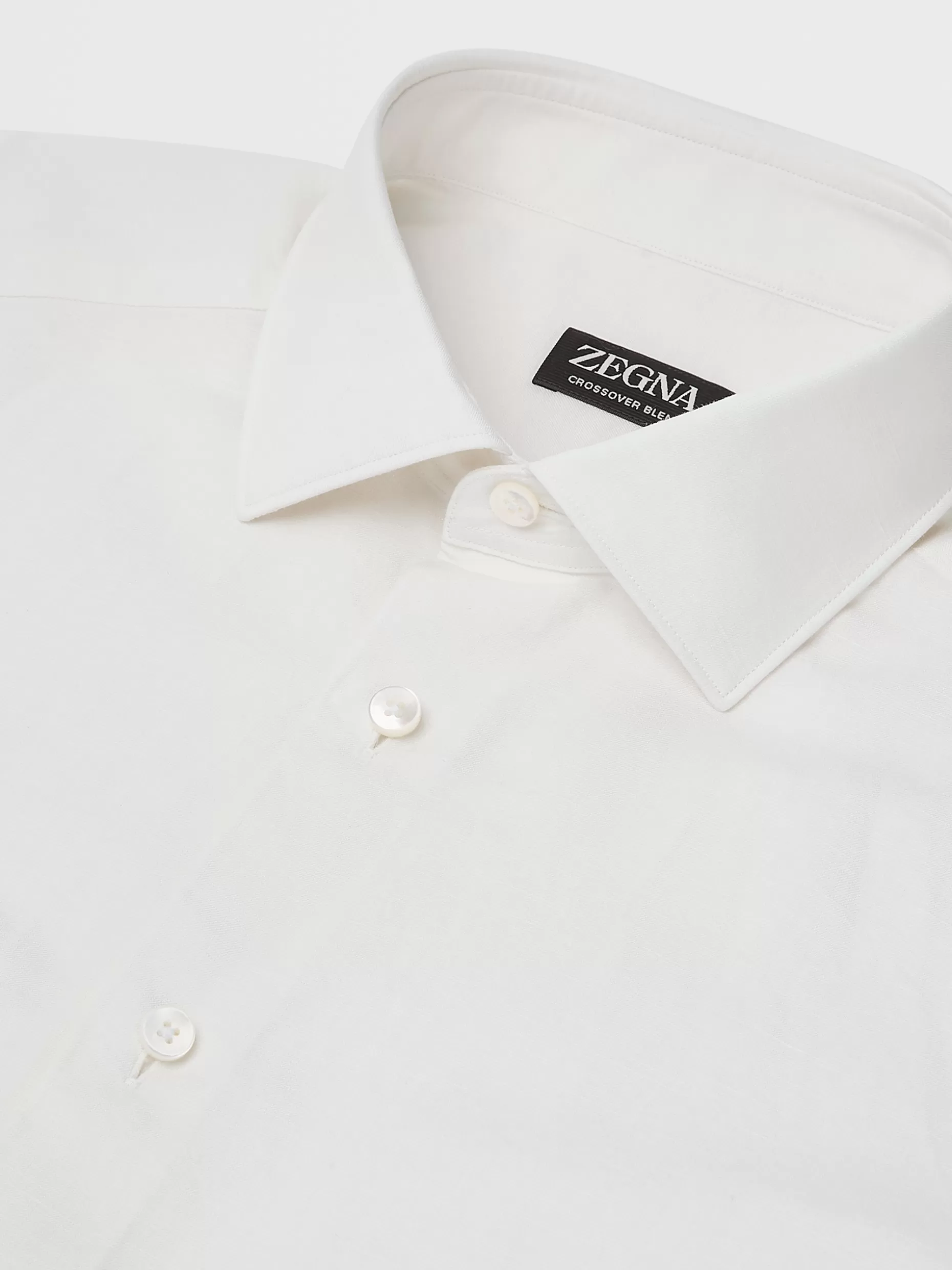 Men ZEGNA Crossover Blend Cotton Linen And Silk Long-Sleeve Tailoring Shirt