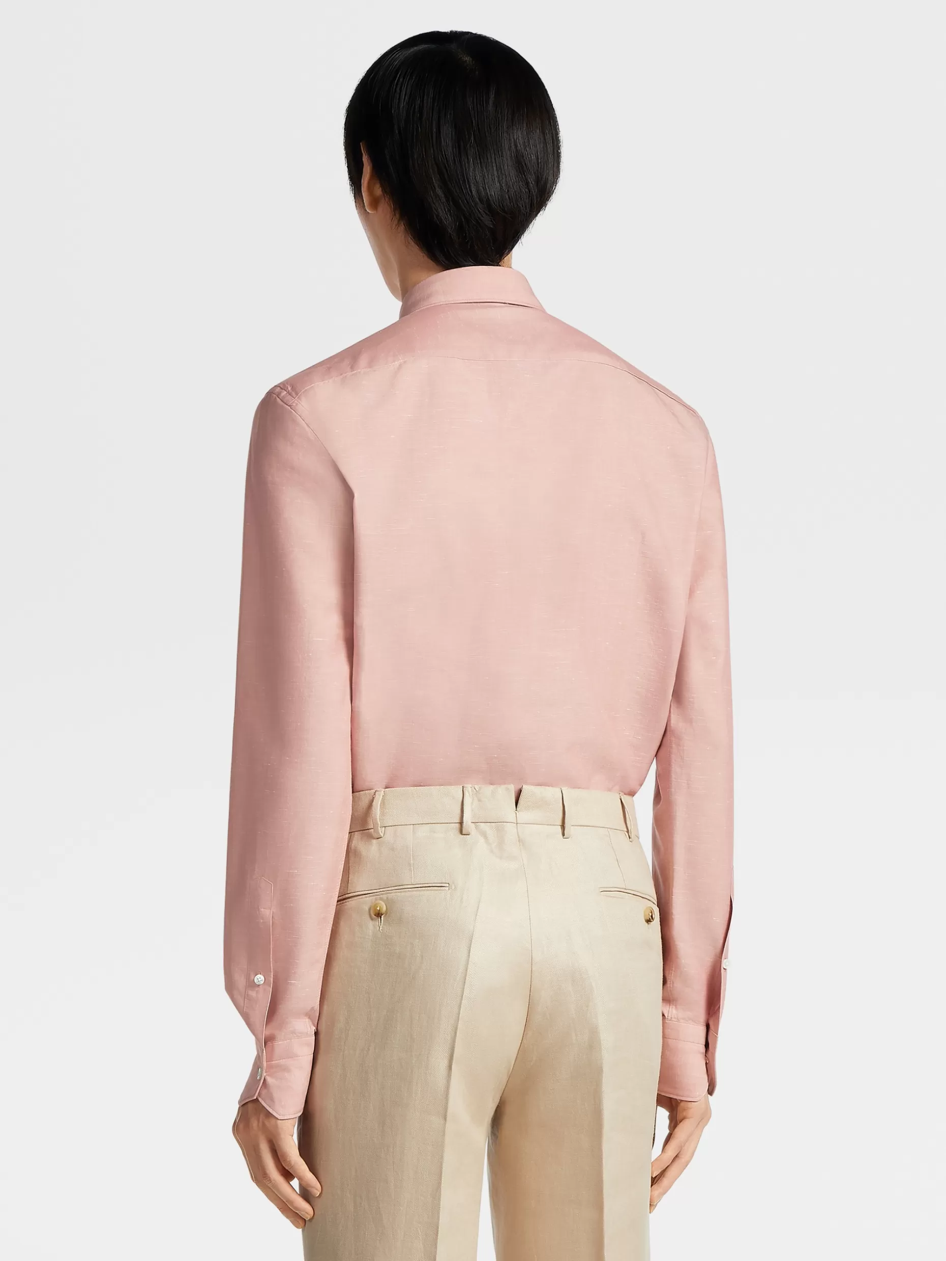 Men ZEGNA Crossover Blend Cotton Linen And Silk Long-Sleeve Tailoring Shirt