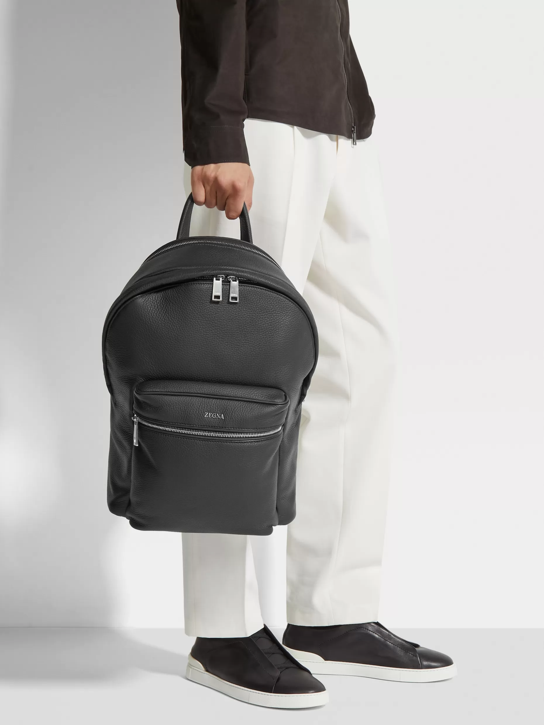 Men ZEGNA Deerskin Hoodie Backpack