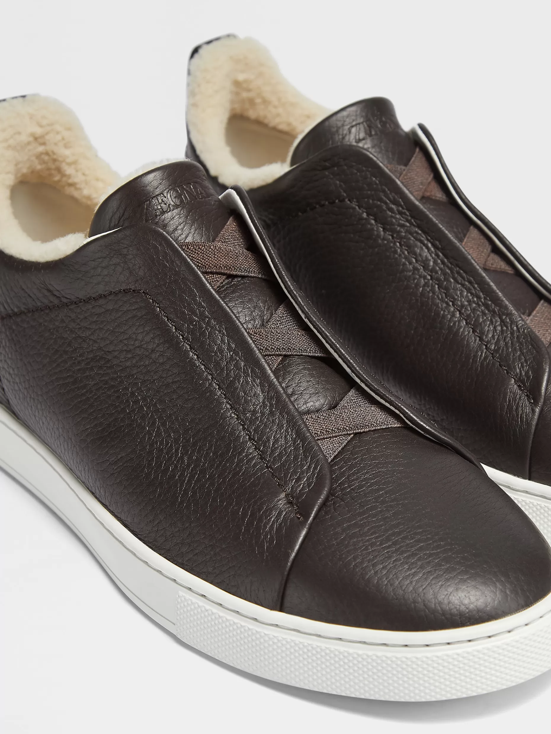 Men ZEGNA Deerskin Merino Lined Triple Stitch™ Low Top Sneakers