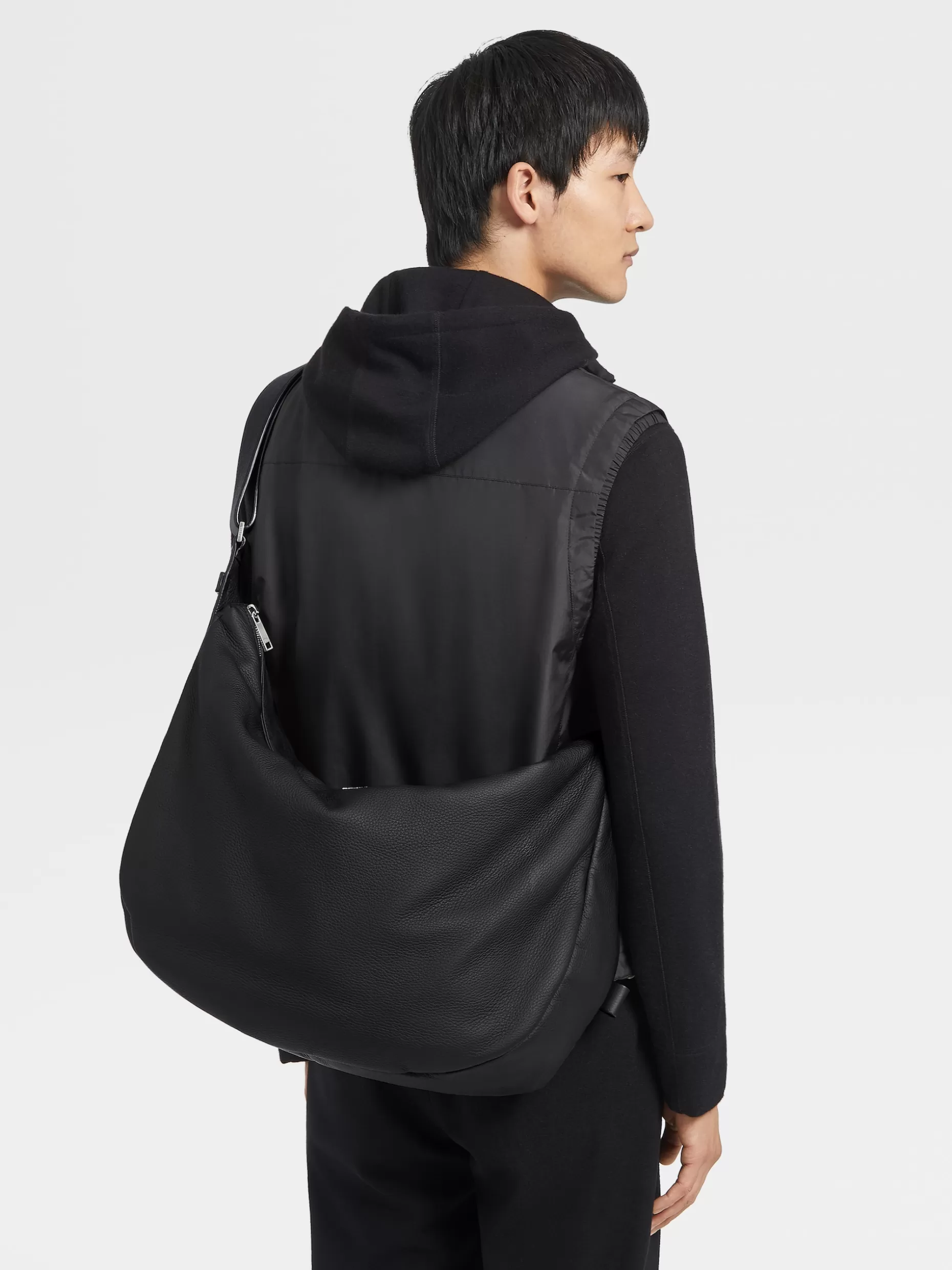 Men ZEGNA Deerskin Panorama Hobo Bag