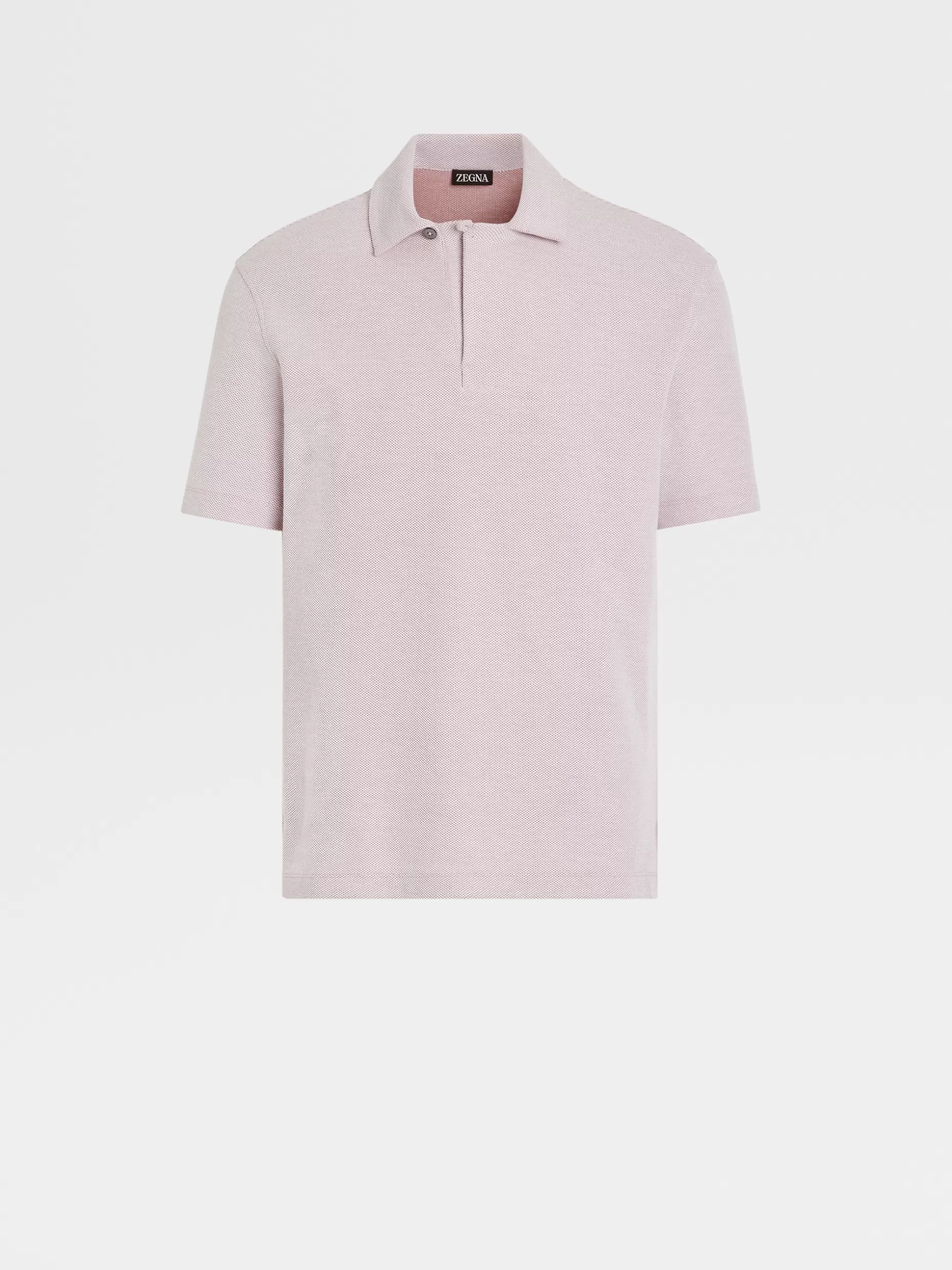 Men ZEGNA Dust Pink And White Pure Cotton Short-Sleeve Polo