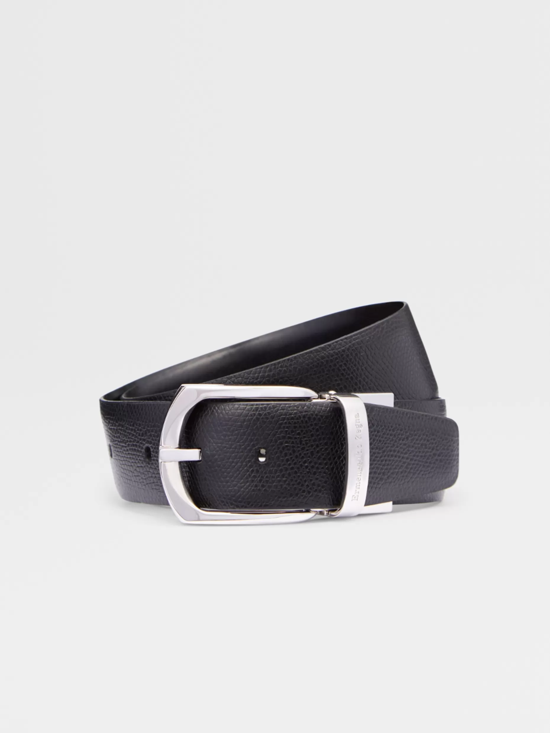 Men ZEGNA Embossed Leather And Smooth Leather Reversible Belt