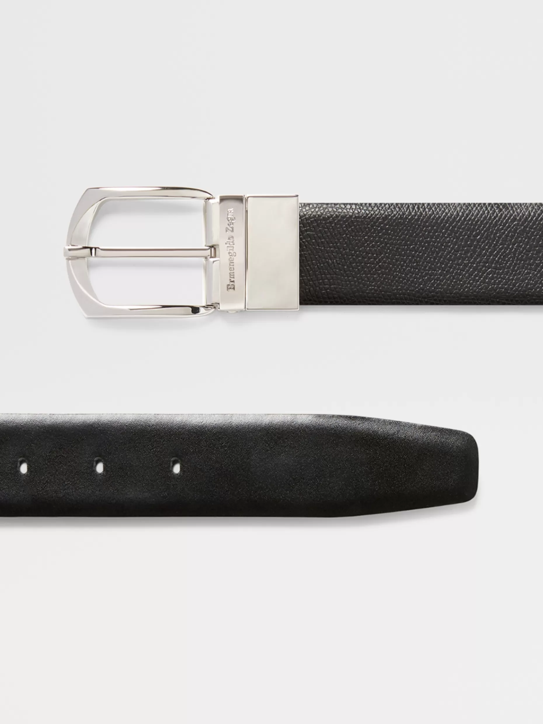 Men ZEGNA Embossed Leather And Smooth Leather Reversible Belt