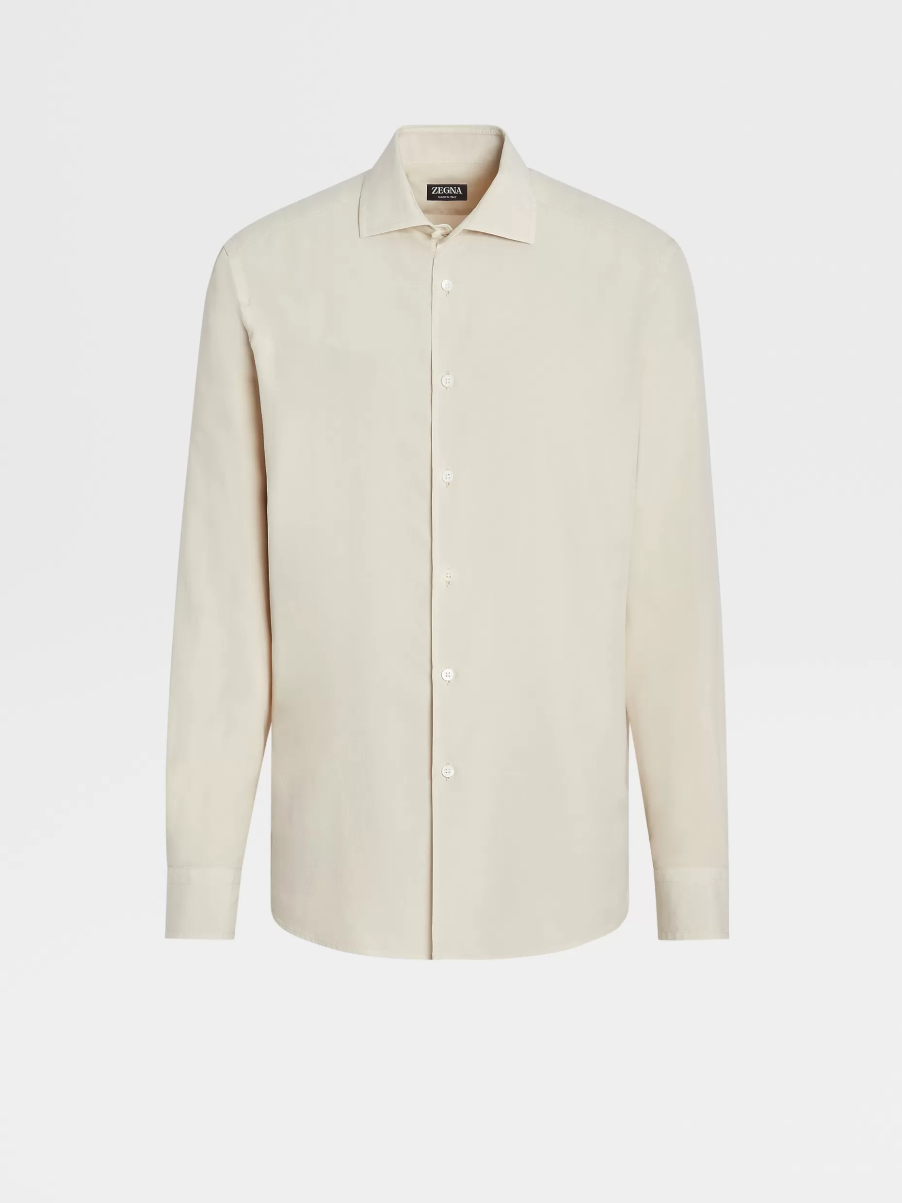 Men ZEGNA Garment Dyed Pure Silk Long-Sleeve Shirt