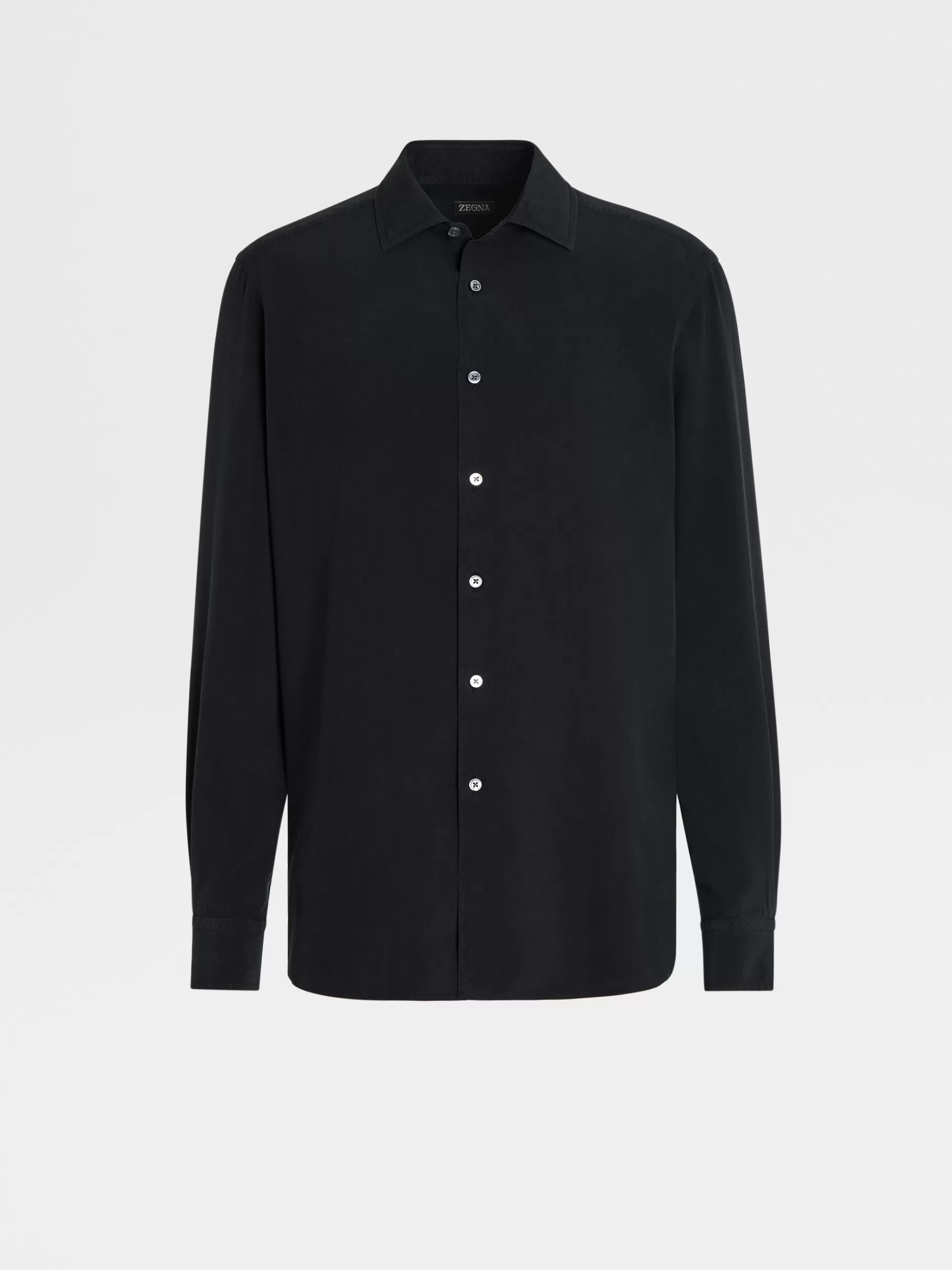 Men ZEGNA Garment Dyed Pure Silk Long-Sleeve Shirt