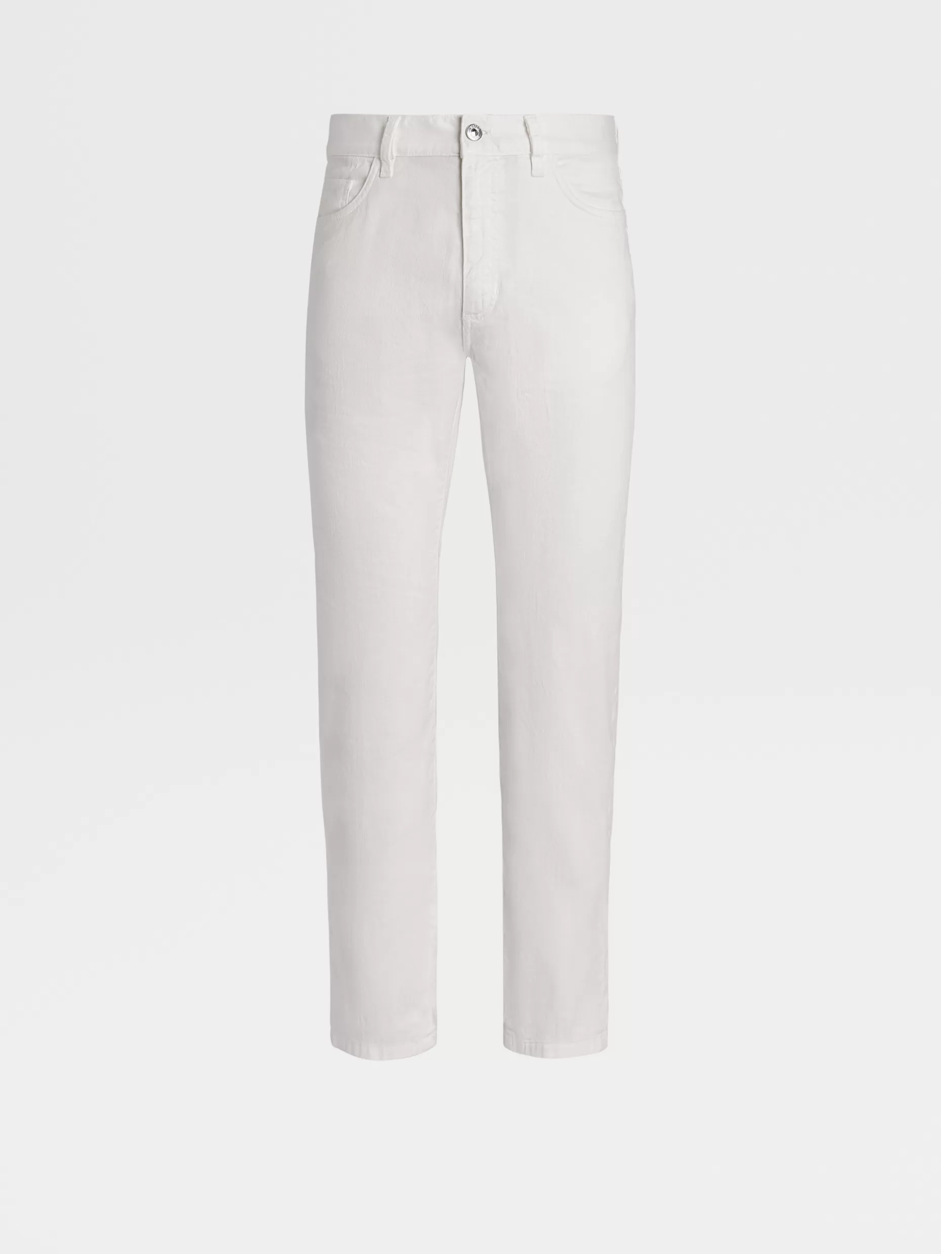 Men ZEGNA Garment Dyed Stretch Linen And Cotton 5-Pocket Jeans