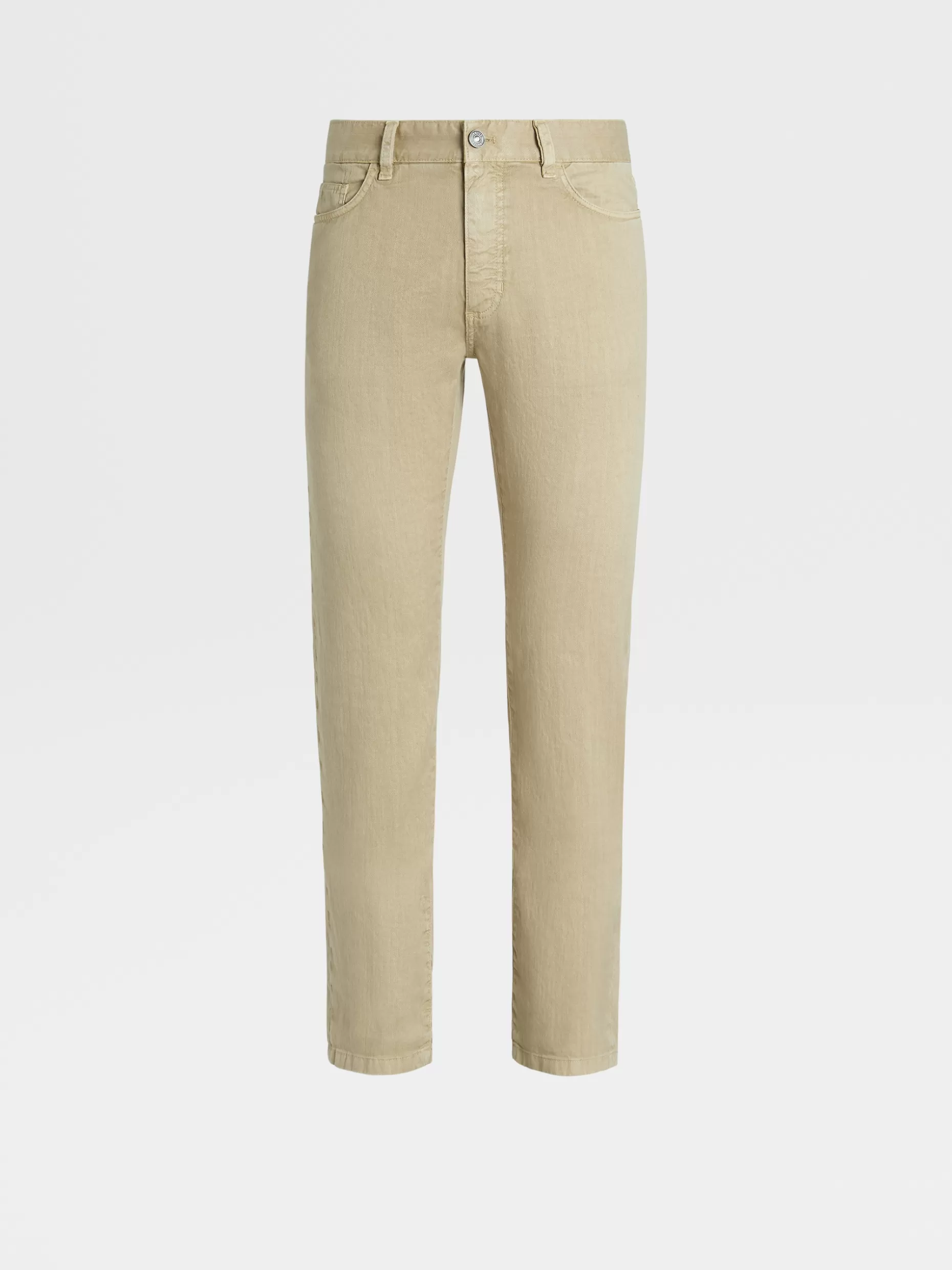 Men ZEGNA Garment Dyed Stretch Linen And Cotton 5-Pocket Jeans