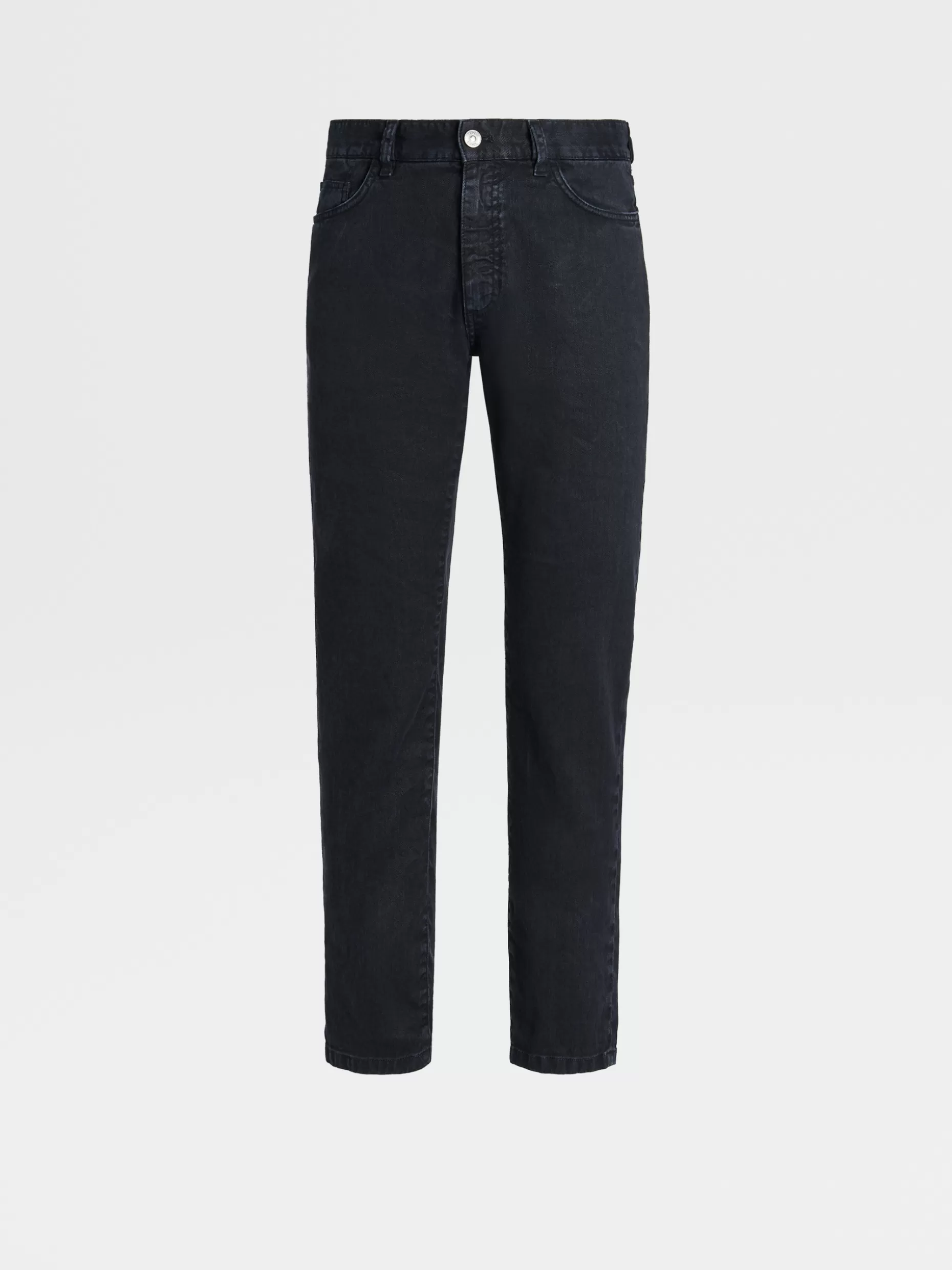 Men ZEGNA Garment Dyed Stretch Linen And Cotton 5-Pocket Jeans