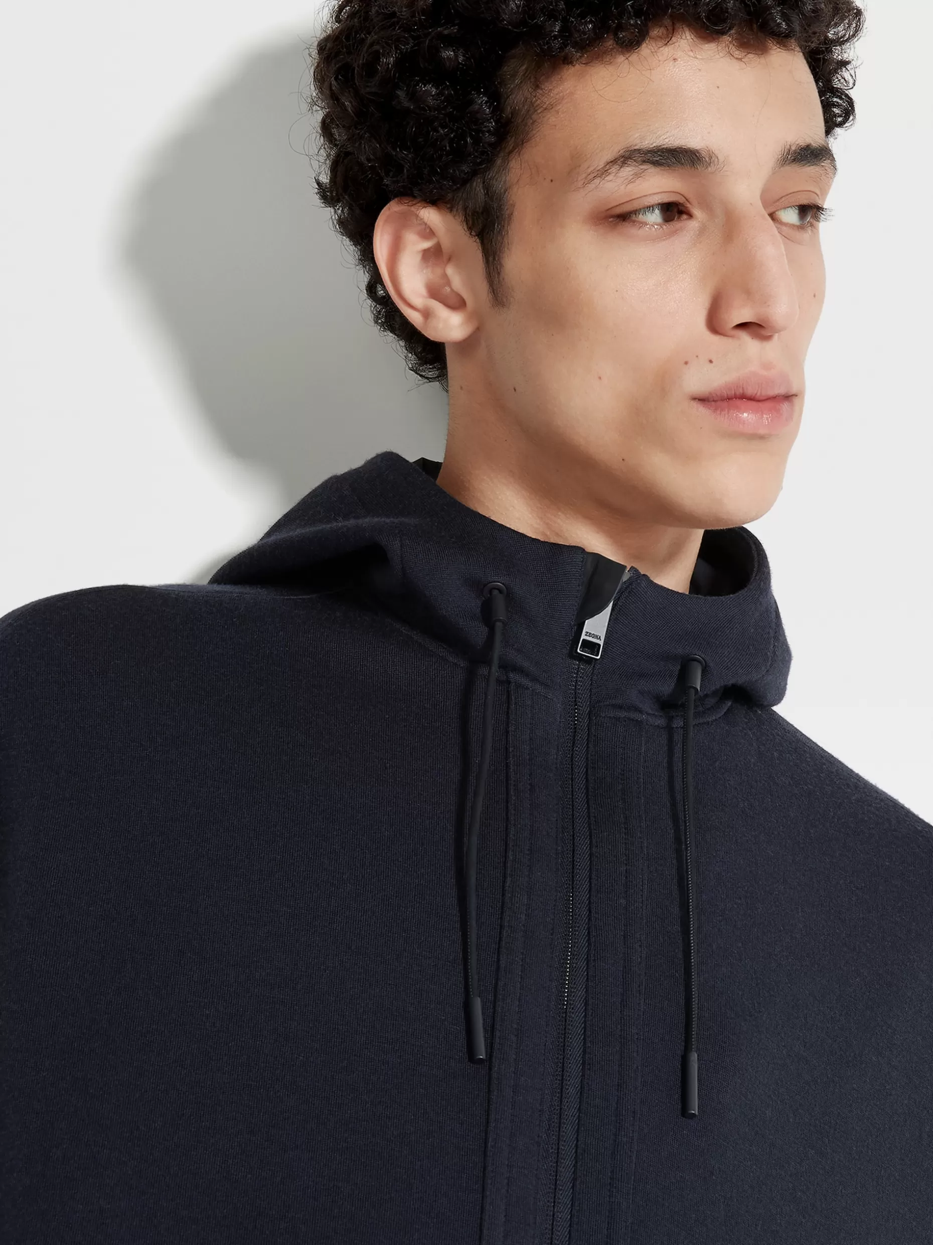 Men ZEGNA High Performance™ Wool Full Zipper Hoodie