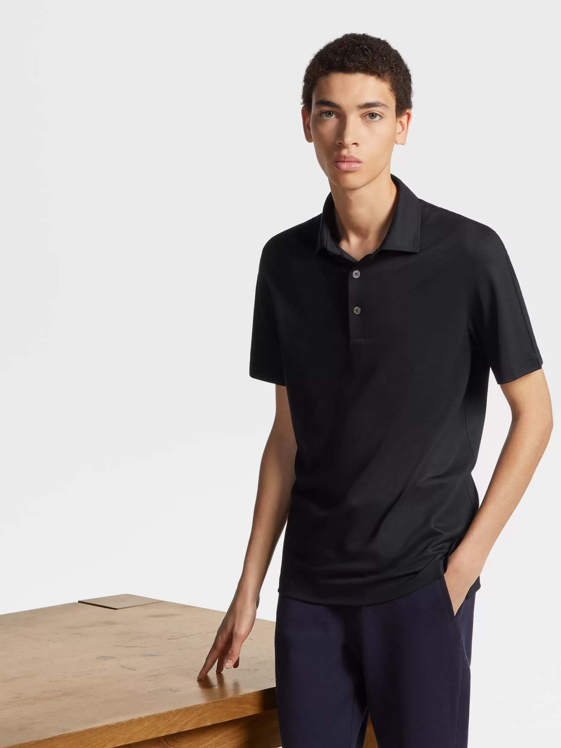 Men ZEGNA High Performance™ Wool Short-Sleeve Polo