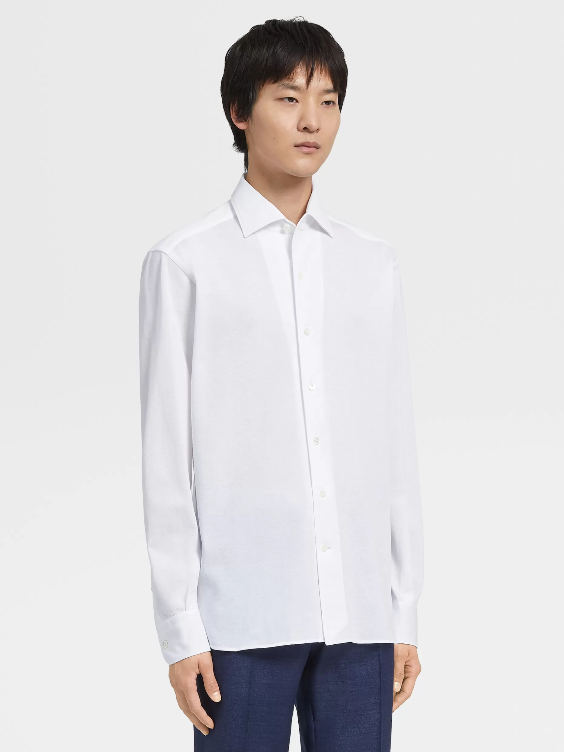 Men ZEGNA Jersey Cotton Long-Sleeve Shirt