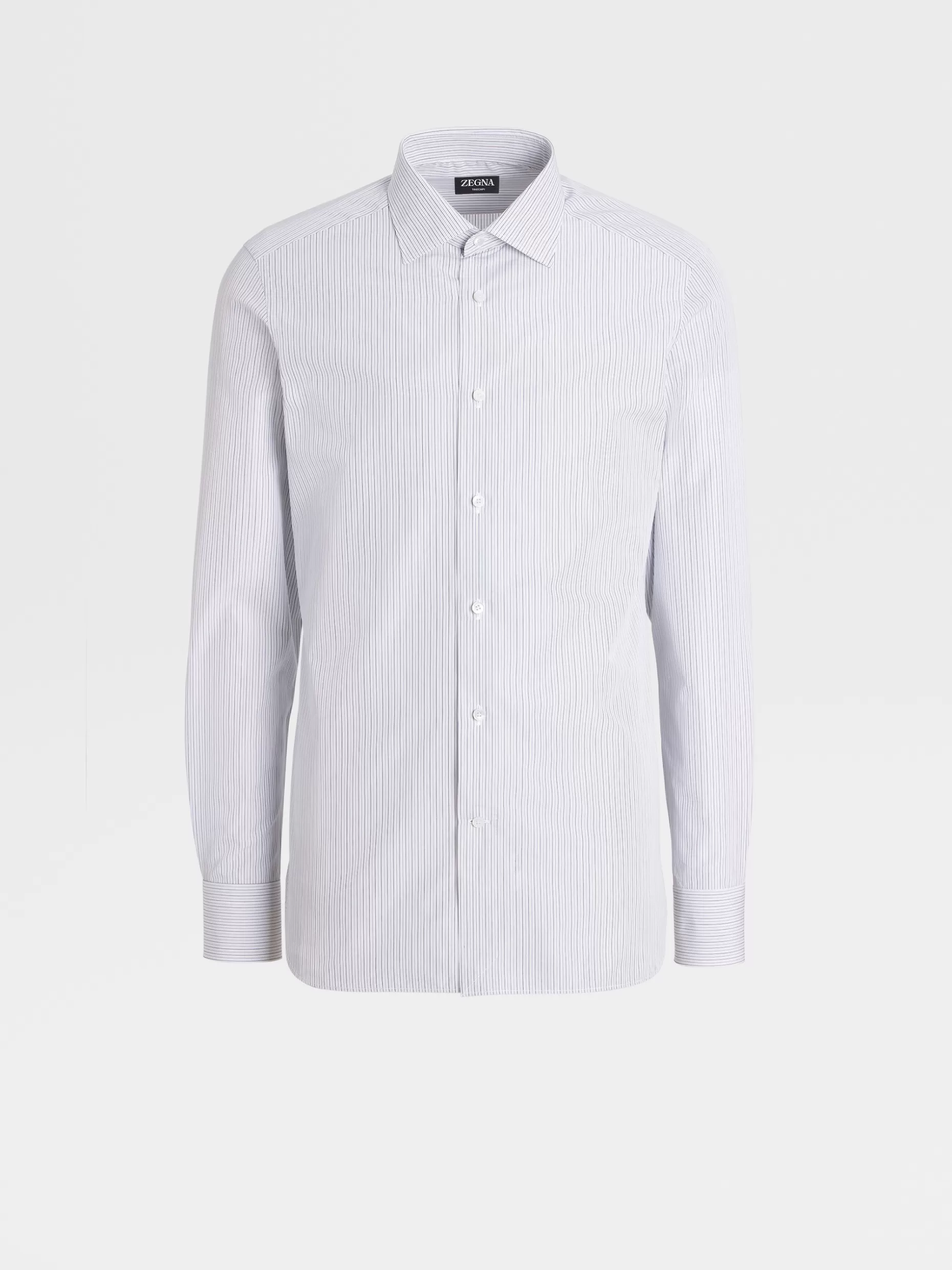 Men ZEGNA Light Blue And Blue Striped Trecapi Cotton Long-Sleeve Tailoring Shirt