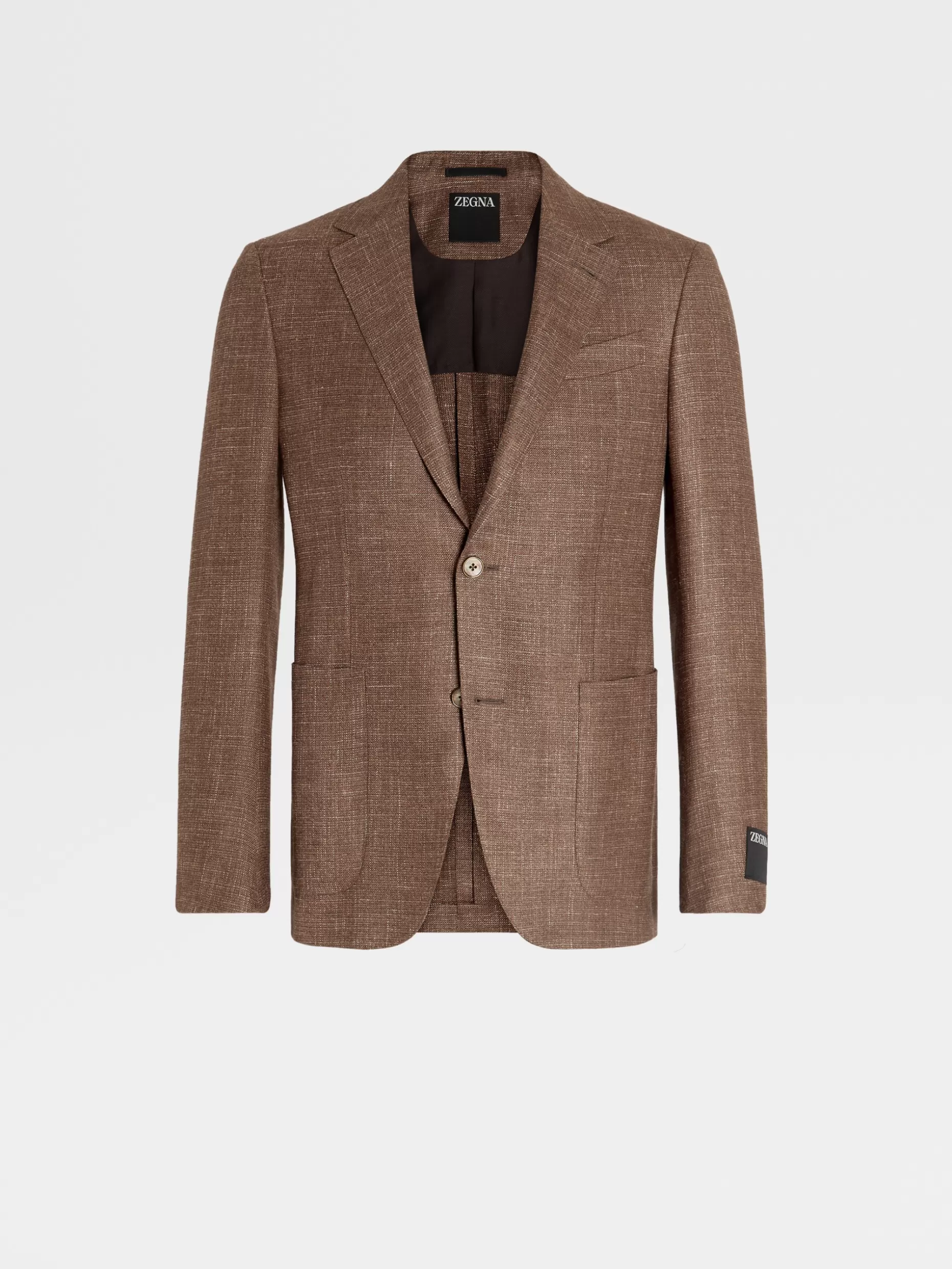 Men ZEGNA Light Brown And Orange Microstructure Wool Silk And Linen Fairway Jacket