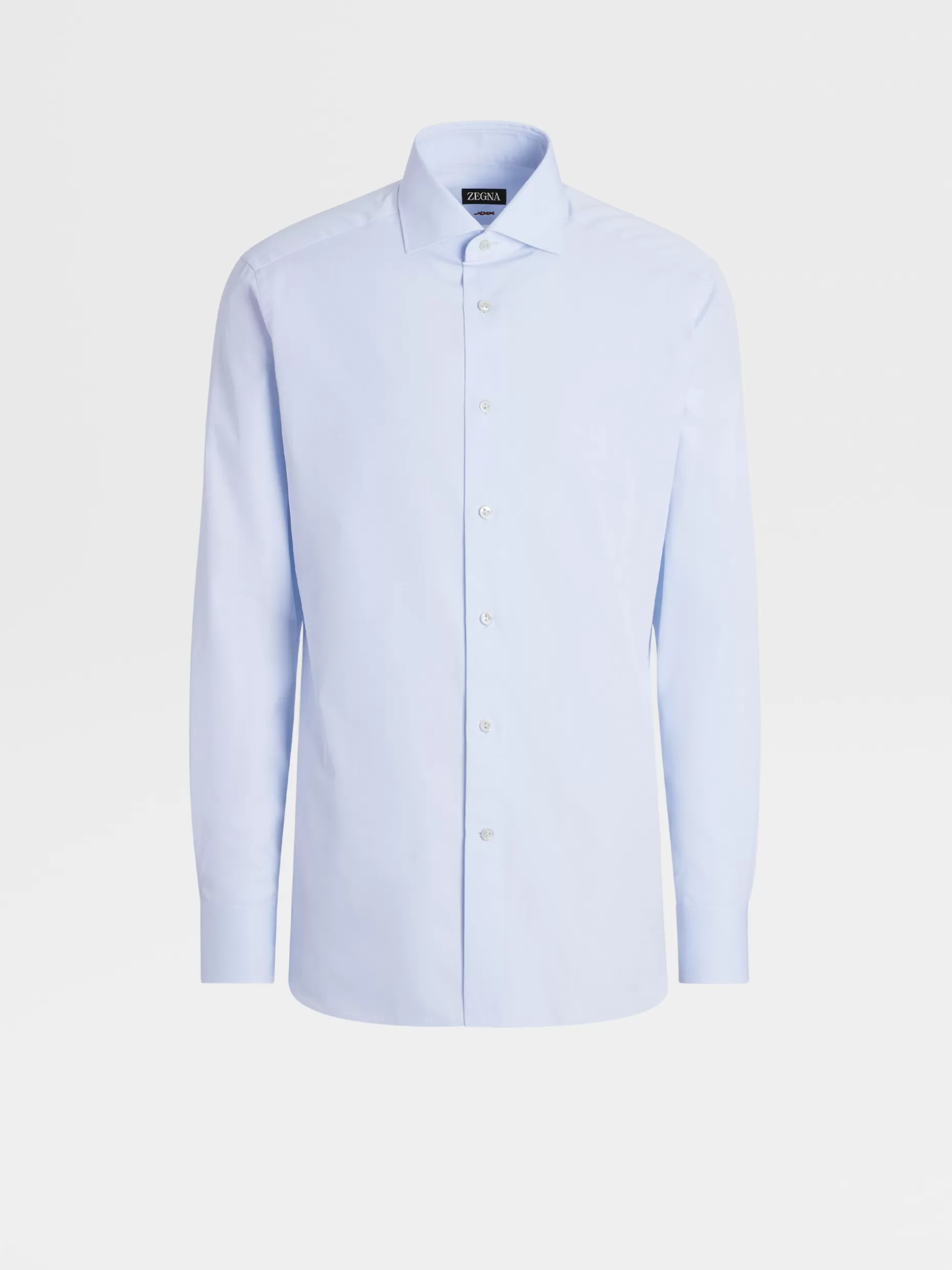 Men ZEGNA Micro Herringbone Cotton Long-Sleeve Tailoring Shirt