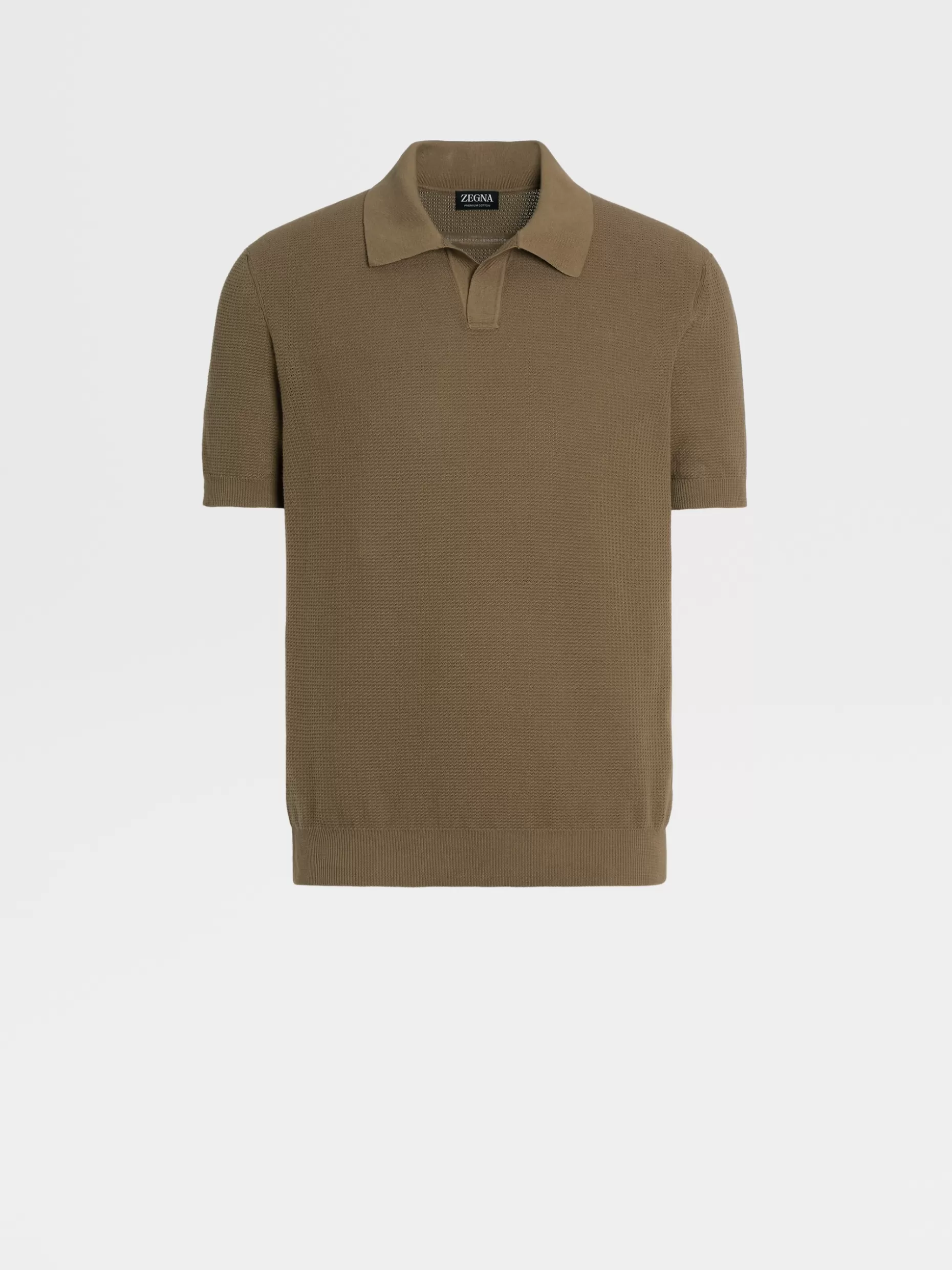 Men ZEGNA Premium Cotton Jacquard Short-Sleeve Knit Polo