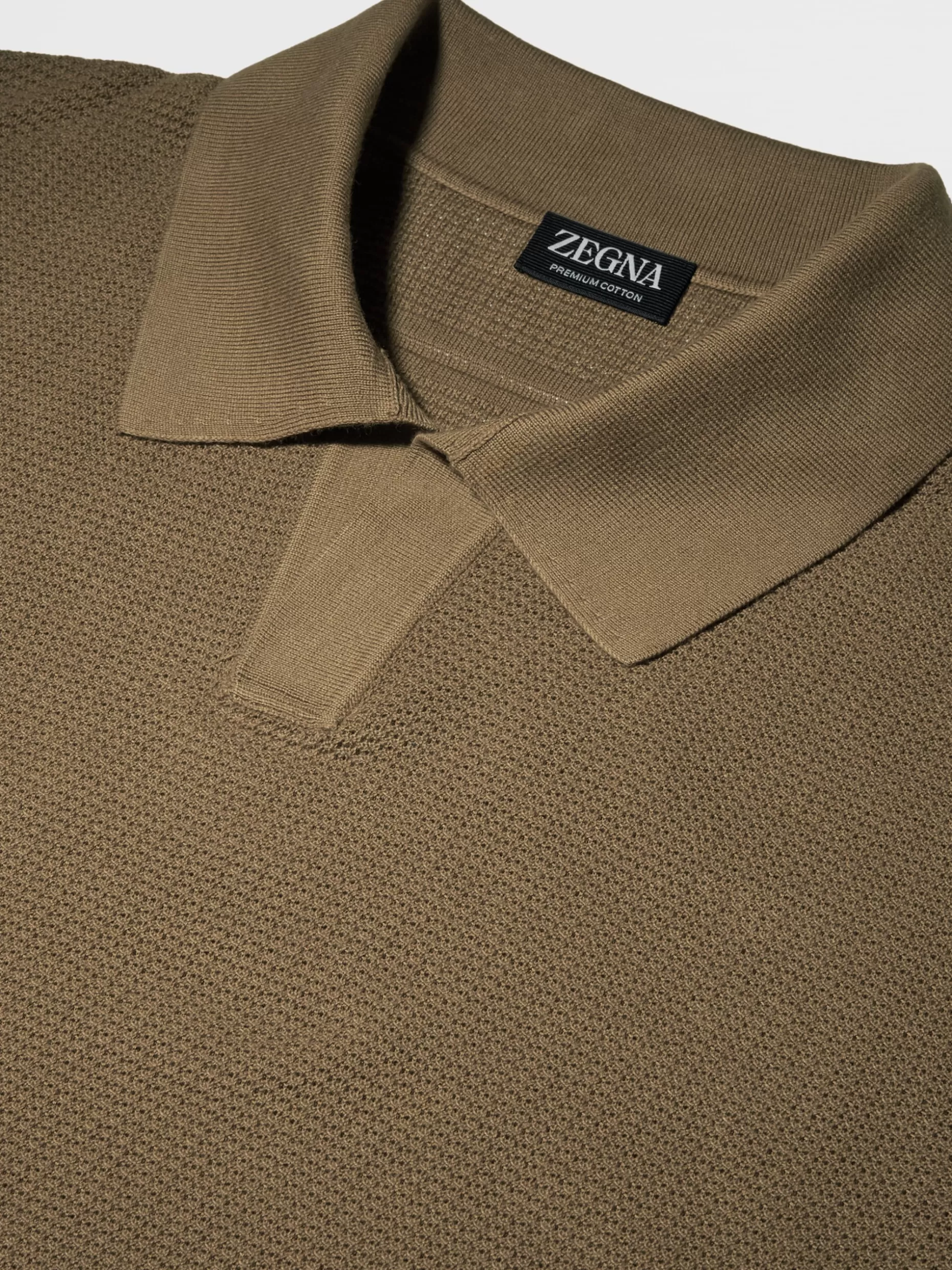 Men ZEGNA Premium Cotton Jacquard Short-Sleeve Knit Polo